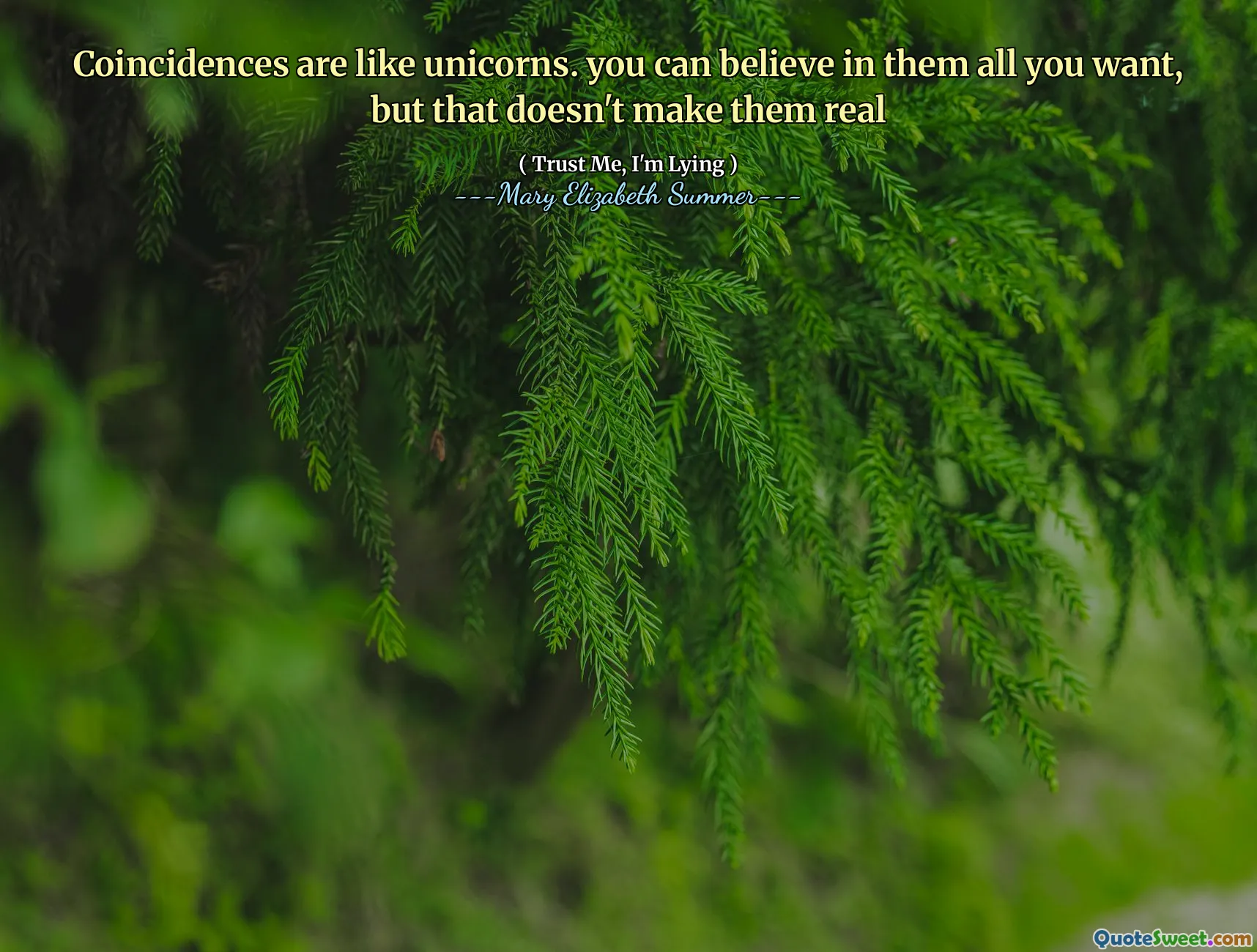 Coincidences are like unicorns. you can believe in them all you want, but that doesn't make them real