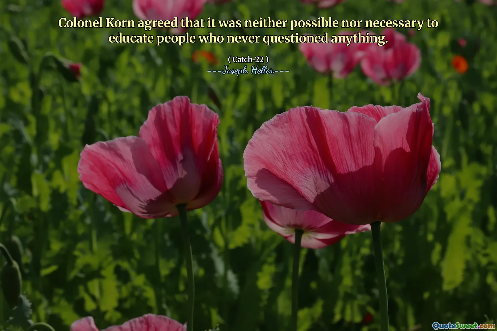 პოლკოვნიკი კორნი დათანხმდა, რომ არც შესაძლებელი იყო და არც აუცილებელი იმის განათლება იმ ადამიანების განათლებას, ვინც არასდროს არაფერს კითხვის ნიშნის ქვეშ აყენებს.