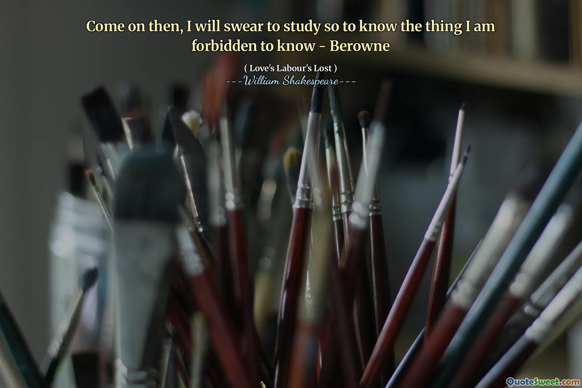 Come on then, I will swear to study so to know the thing I am forbidden to know - Berowne