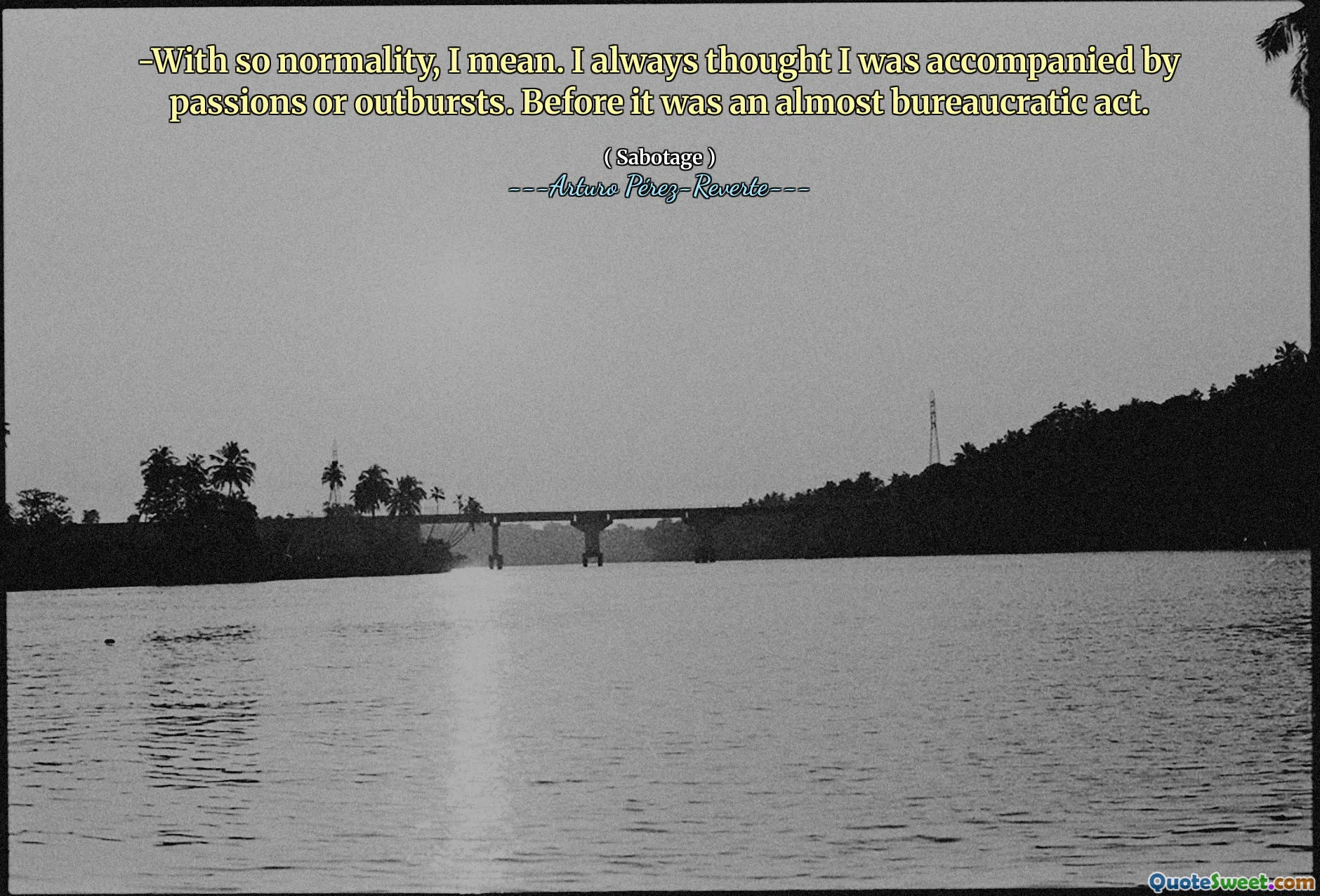 -With so normality, I mean. I always thought I was accompanied by passions or outbursts. Before it was an almost bureaucratic act.
