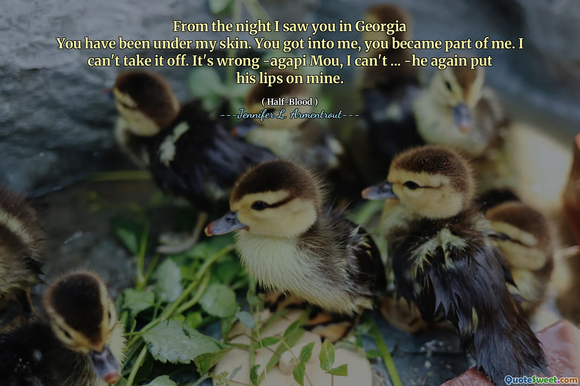 From the night I saw you in Georgia
You have been under my skin. You got into me, you became part of me. I can't take it off. It's wrong -agapi Mou, I can't ... -he again put his lips on mine.