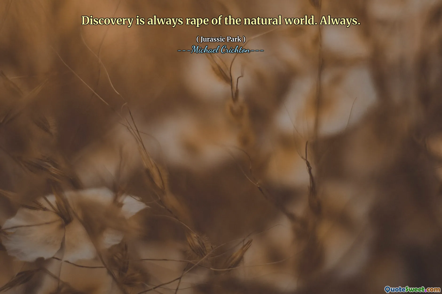 الاكتشاف هو دائما اغتصاب العالم الطبيعي. دائماً.