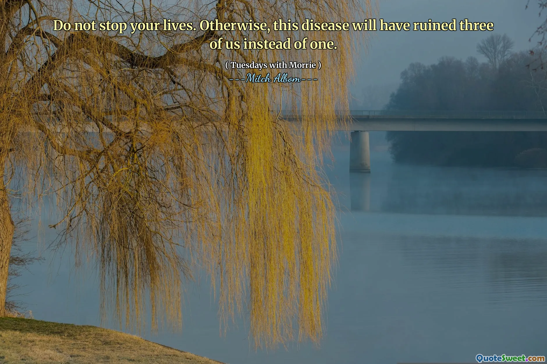 Do not stop your lives. Otherwise, this disease will have ruined three of us instead of one.