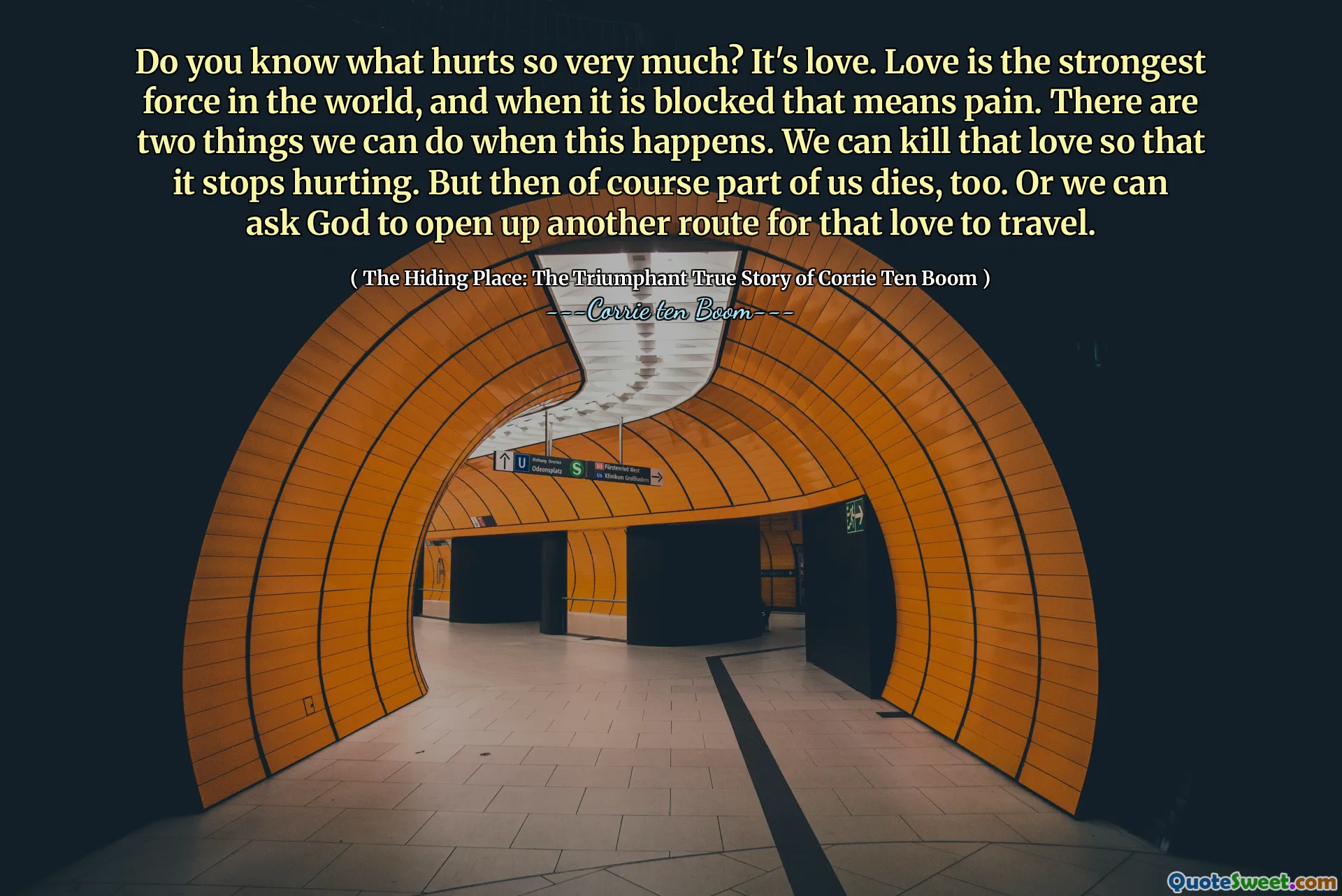 Do you know what hurts so very much? It's love. Love is the strongest force in the world, and when it is blocked that means pain. There are two things we can do when this happens. We can kill that love so that it stops hurting. But then of course part of us dies, too. Or we can ask God to open up another route for that love to travel.