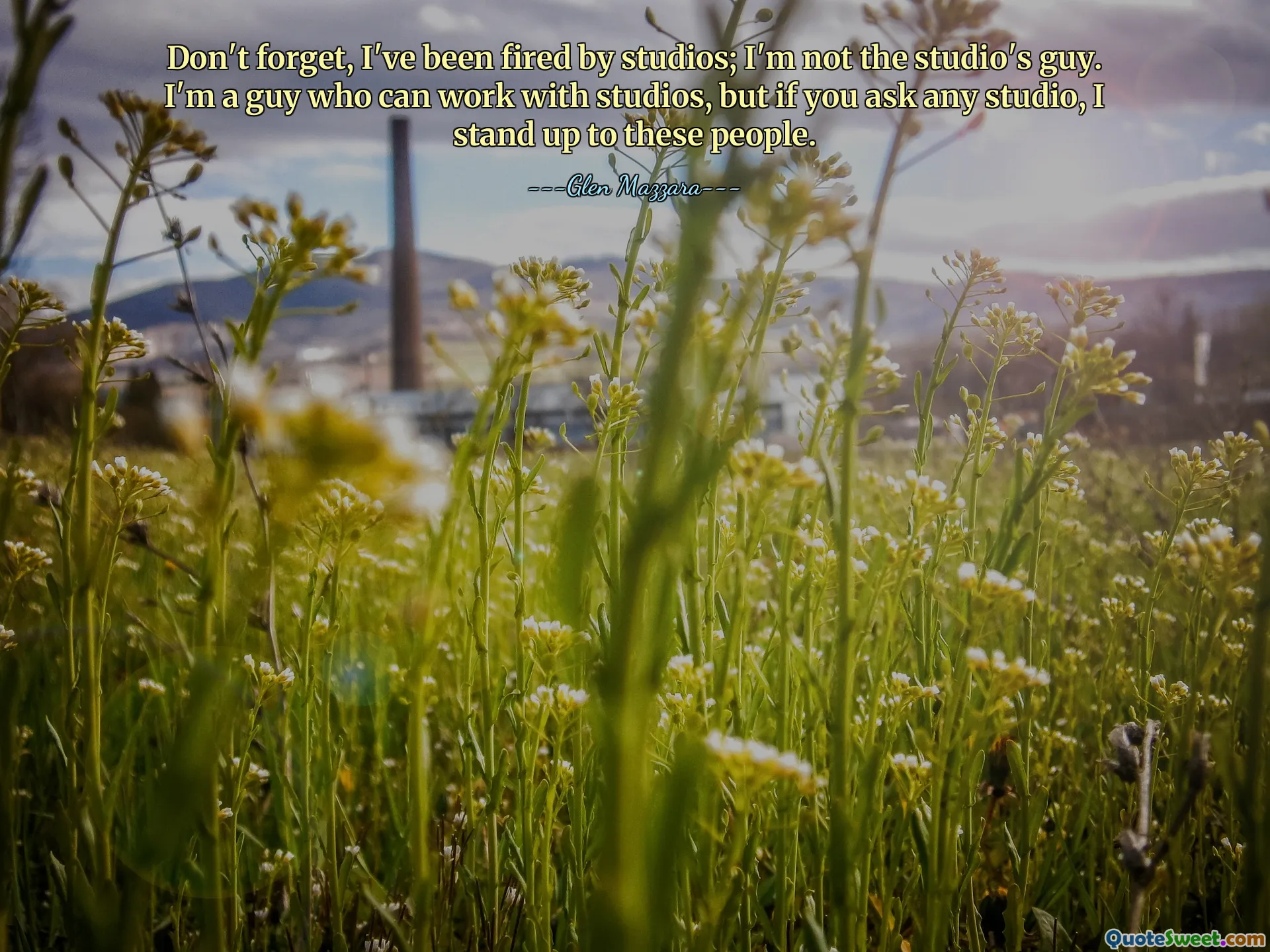 Don't forget, I've been fired by studios; I'm not the studio's guy. I'm a guy who can work with studios, but if you ask any studio, I stand up to these people.