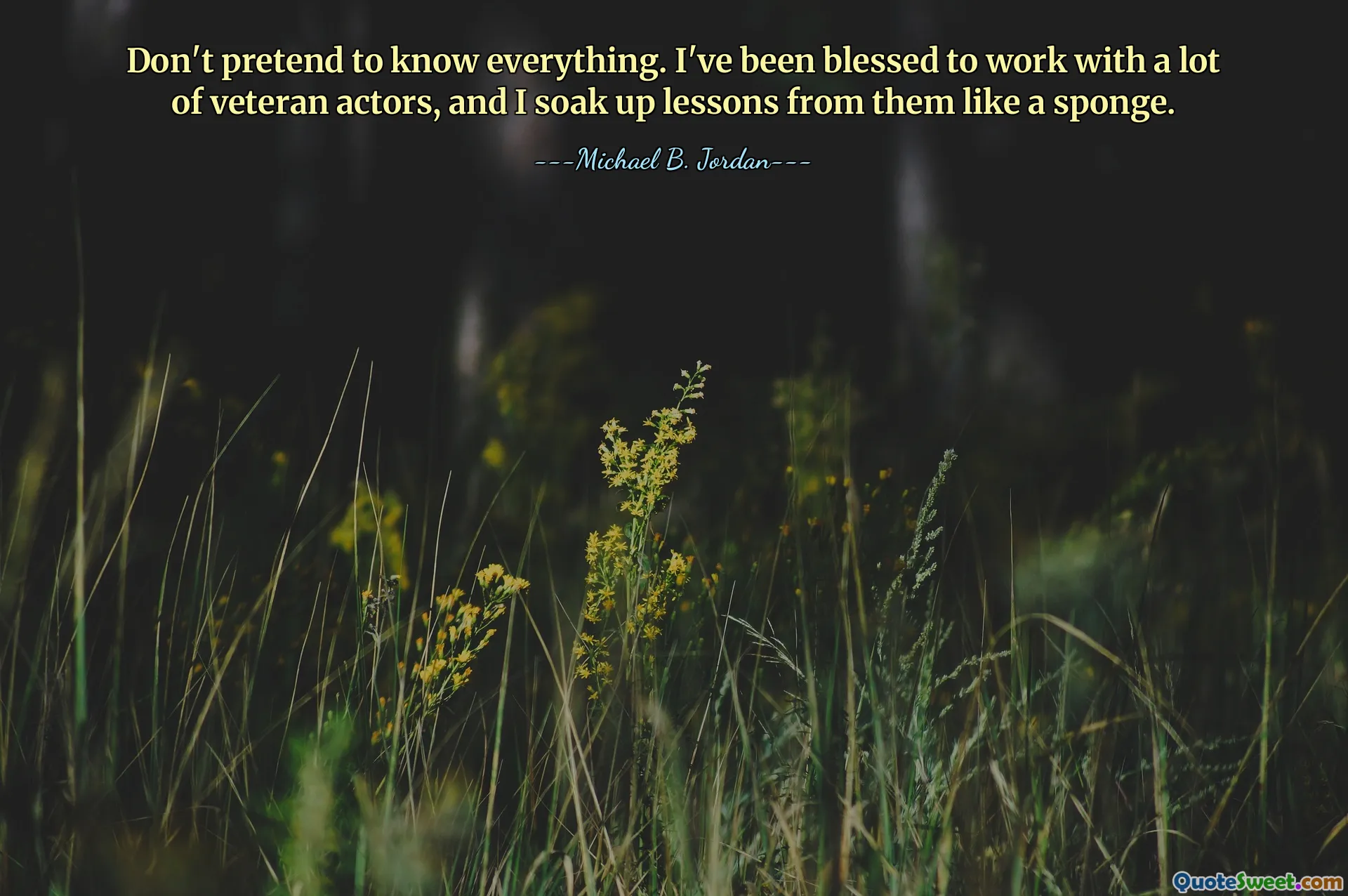 Don't pretend to know everything. I've been blessed to work with a lot of veteran actors, and I soak up lessons from them like a sponge.