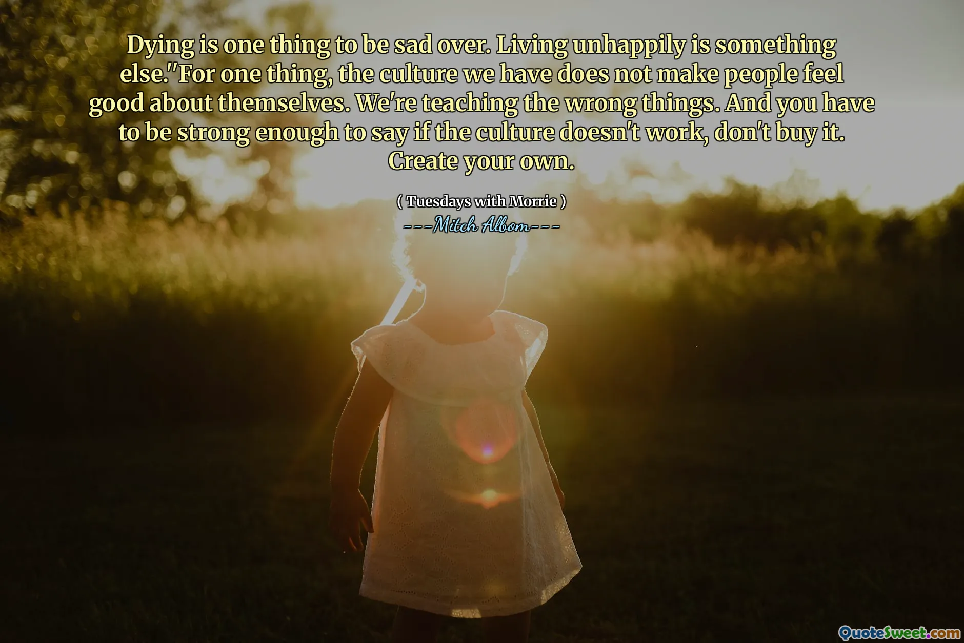 垂死是一回事。不幸的生活是另外一回事。我们正在教错误的事情。而且，您必须足够强大，以说如果文化不起作用，请不要购买。创建自己的。