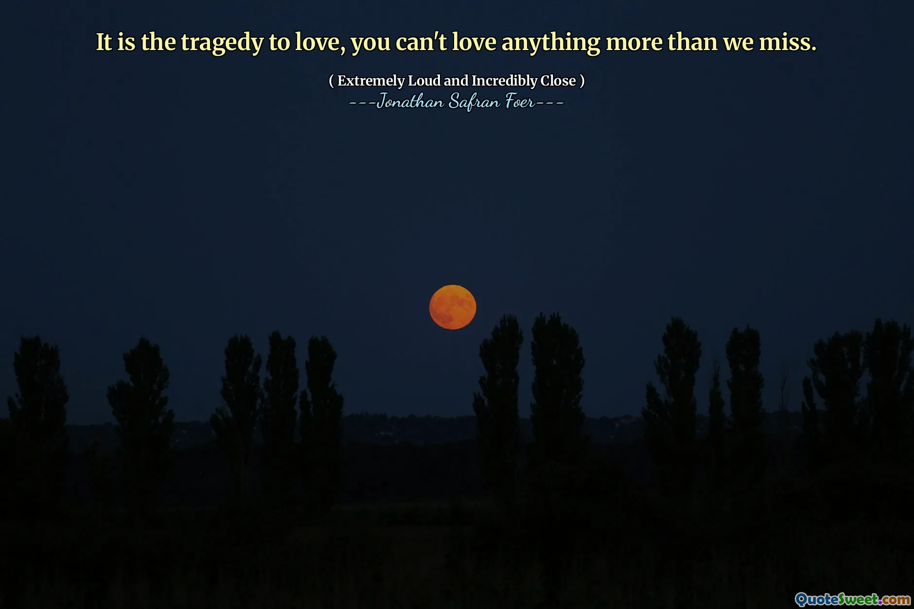 It is the tragedy to love, you can't love anything more than we miss.