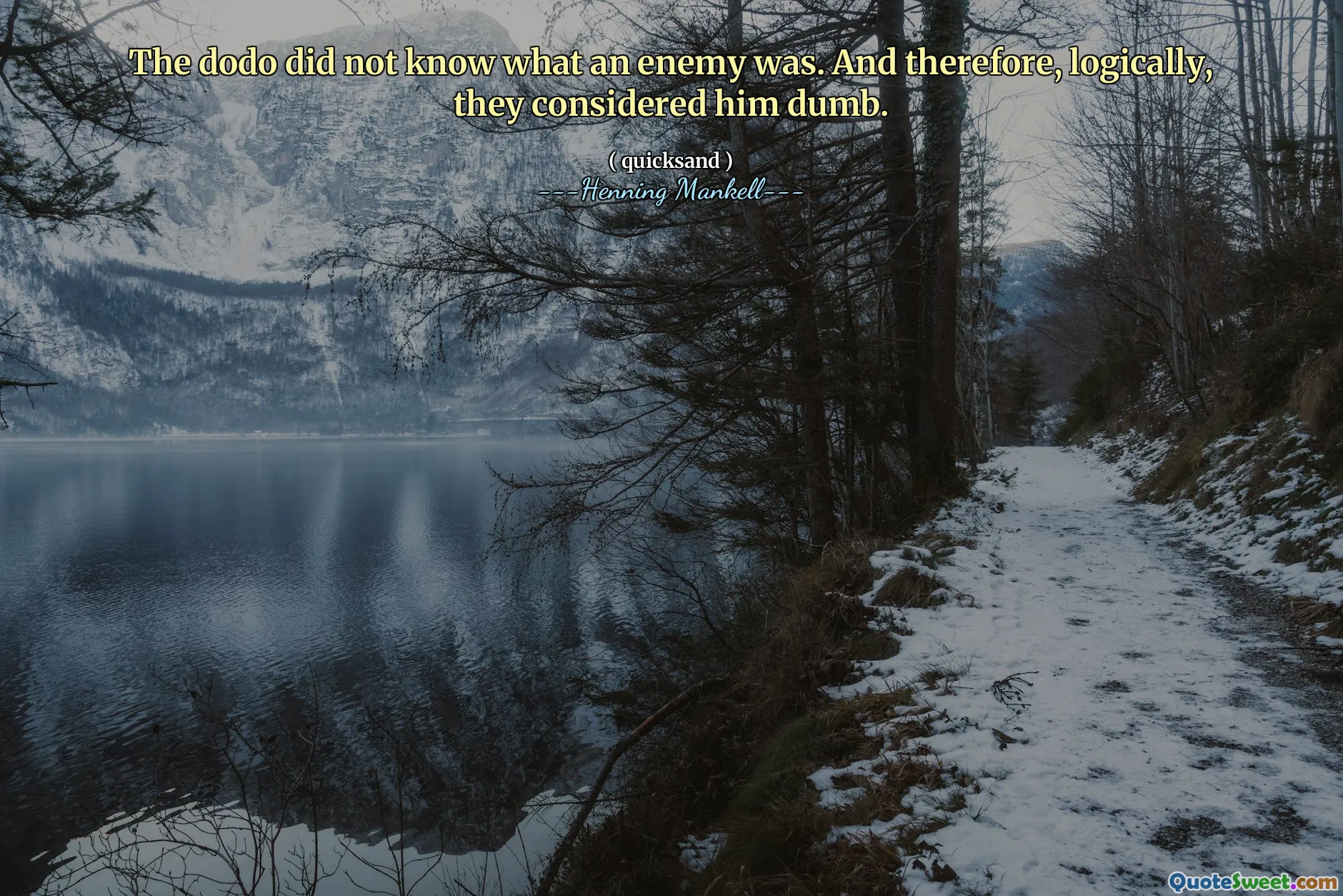 The dodo did not know what an enemy was. And therefore, logically, they considered him dumb.