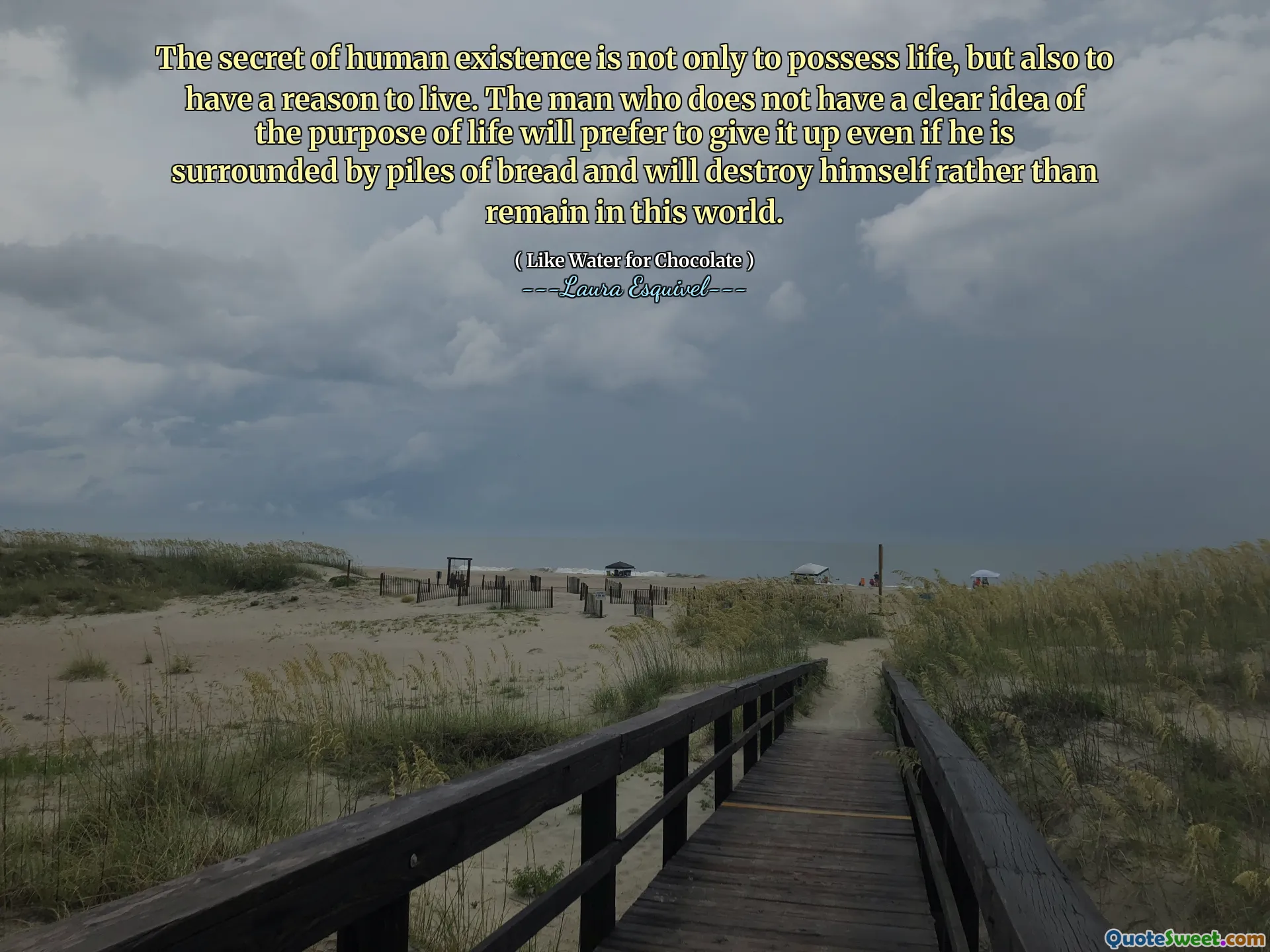 Das Geheimnis der menschlichen Existenz besteht nicht nur darin, ein Leben zu besitzen, sondern auch einen Grund zum Leben zu haben. Der Mann, der keine klare Vorstellung vom Lebenszweck hat, wird es vorziehen, es aufzugeben, auch wenn er von Brothaufen umgeben ist und sich selbst zerstören wird, anstatt in dieser Welt zu bleiben.