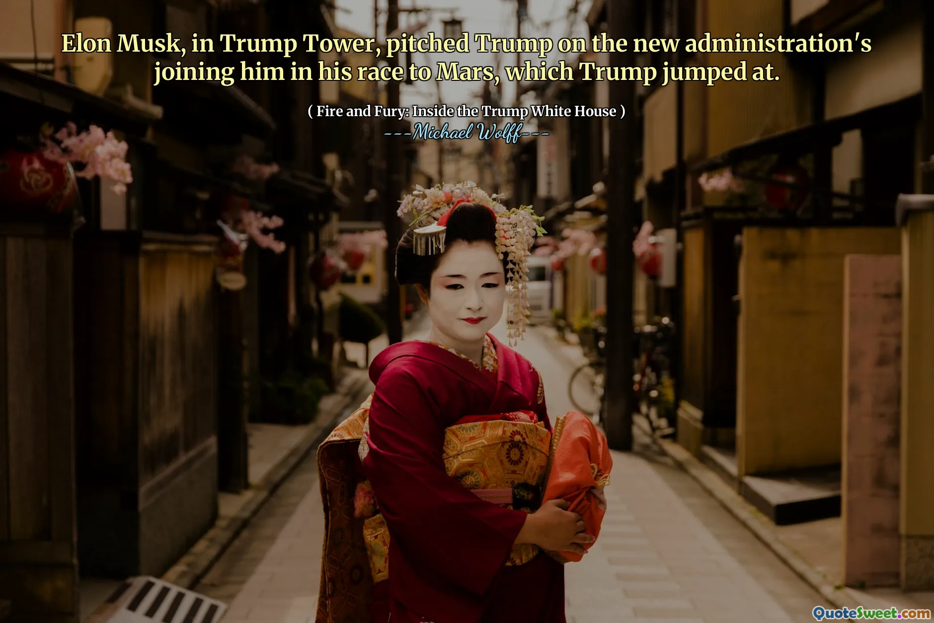 Elon Musk, in Trump Tower, pitched Trump on the new administration's joining him in his race to Mars, which Trump jumped at.