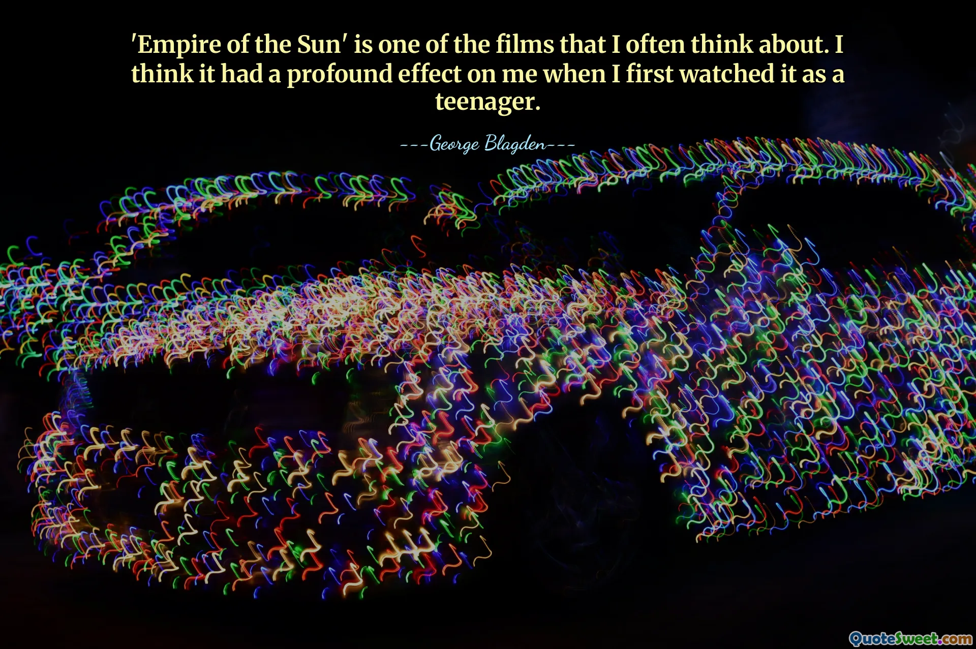 'Empire of the Sun' is one of the films that I often think about. I think it had a profound effect on me when I first watched it as a teenager.