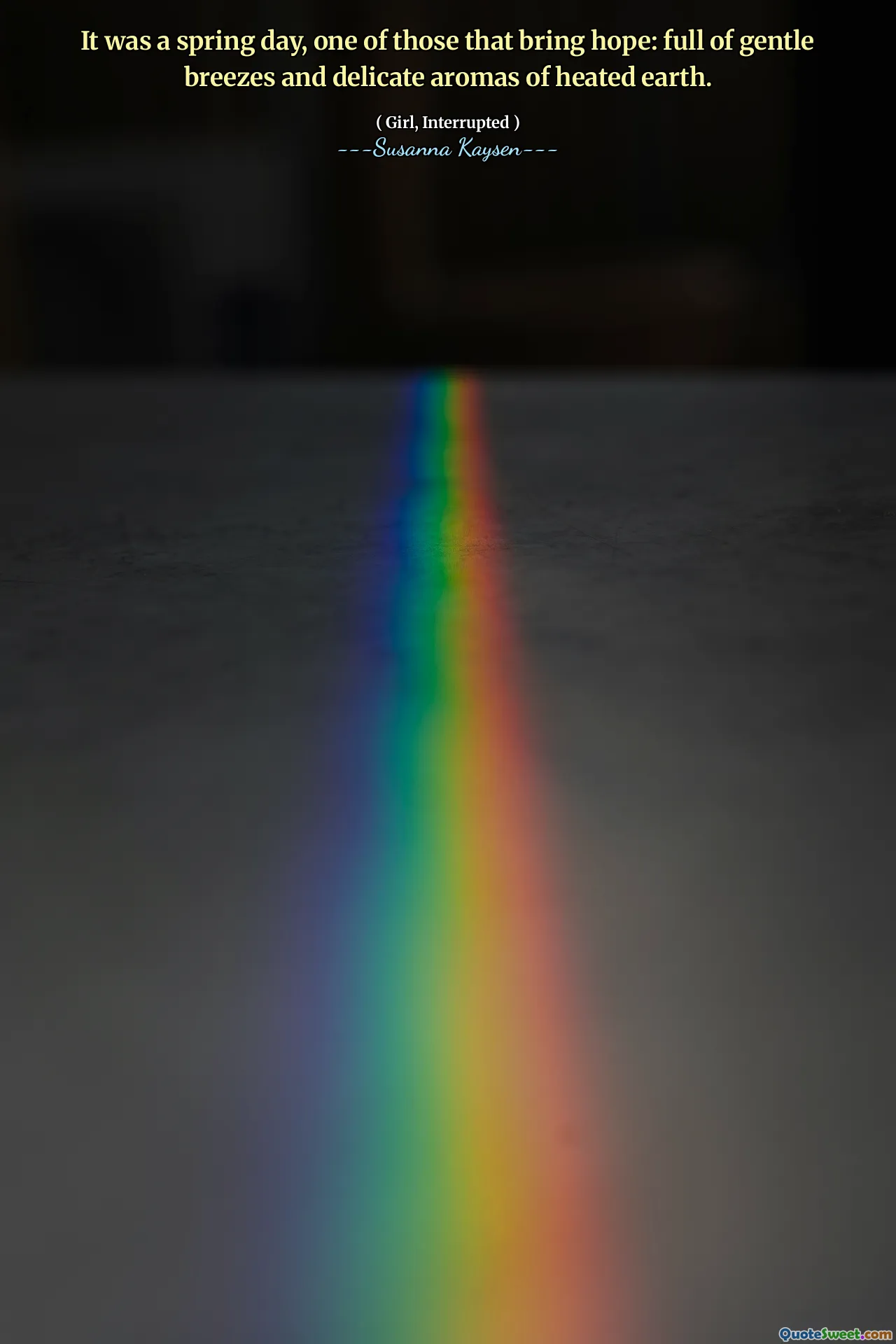 It was a spring day, one of those that bring hope: full of gentle breezes and delicate aromas of heated earth.