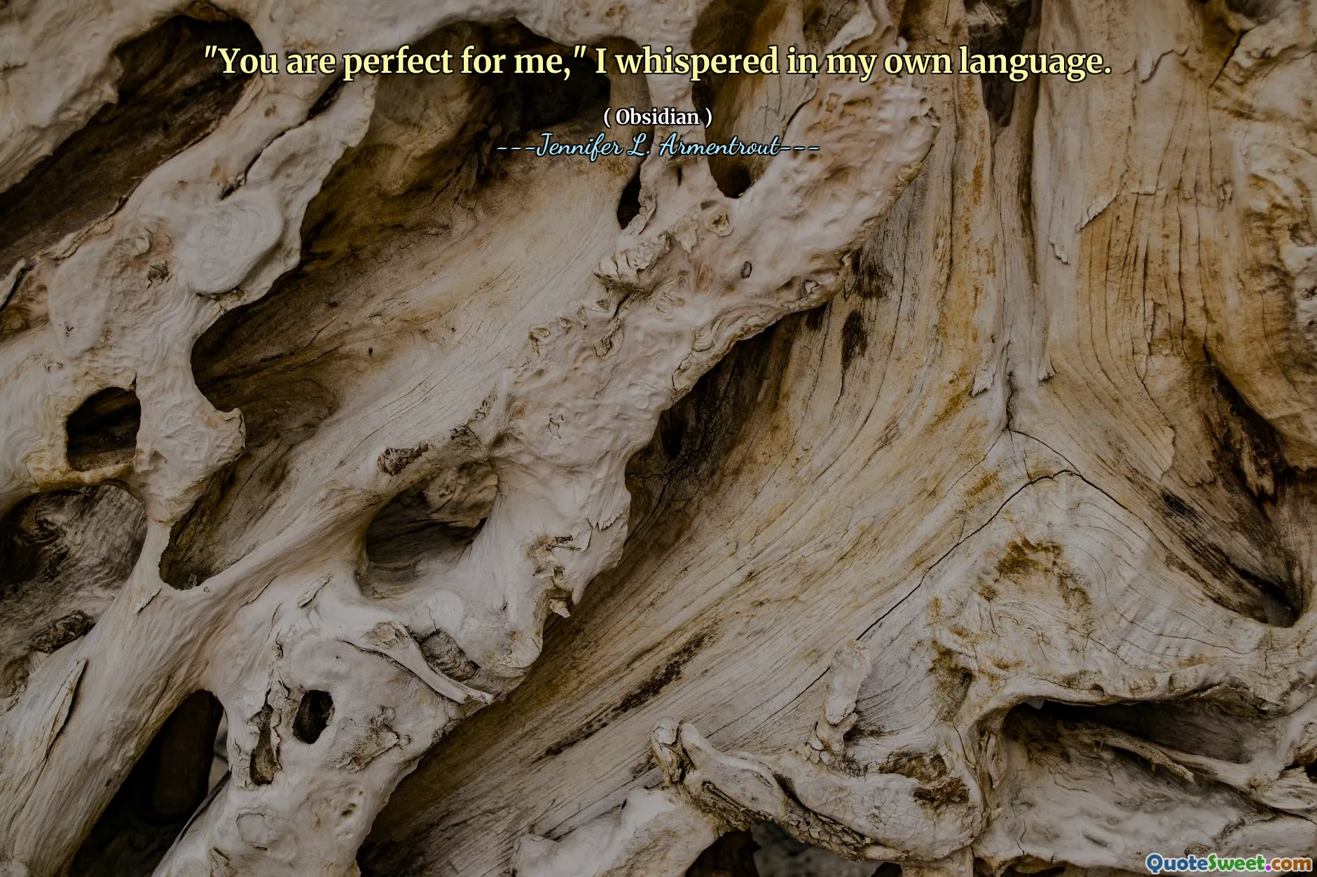 "You are perfect for me," I whispered in my own language.