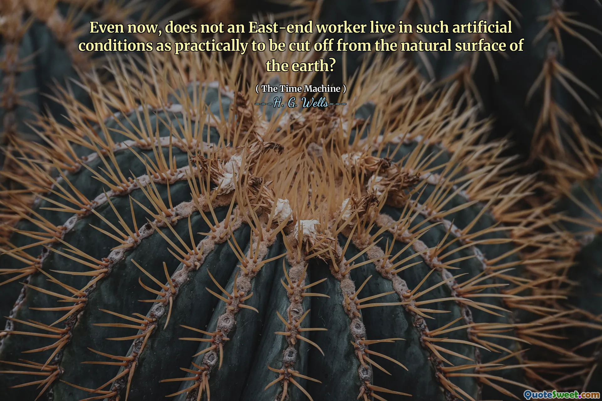 Even now, does not an East-end worker live in such artificial conditions as practically to be cut off from the natural surface of the earth?