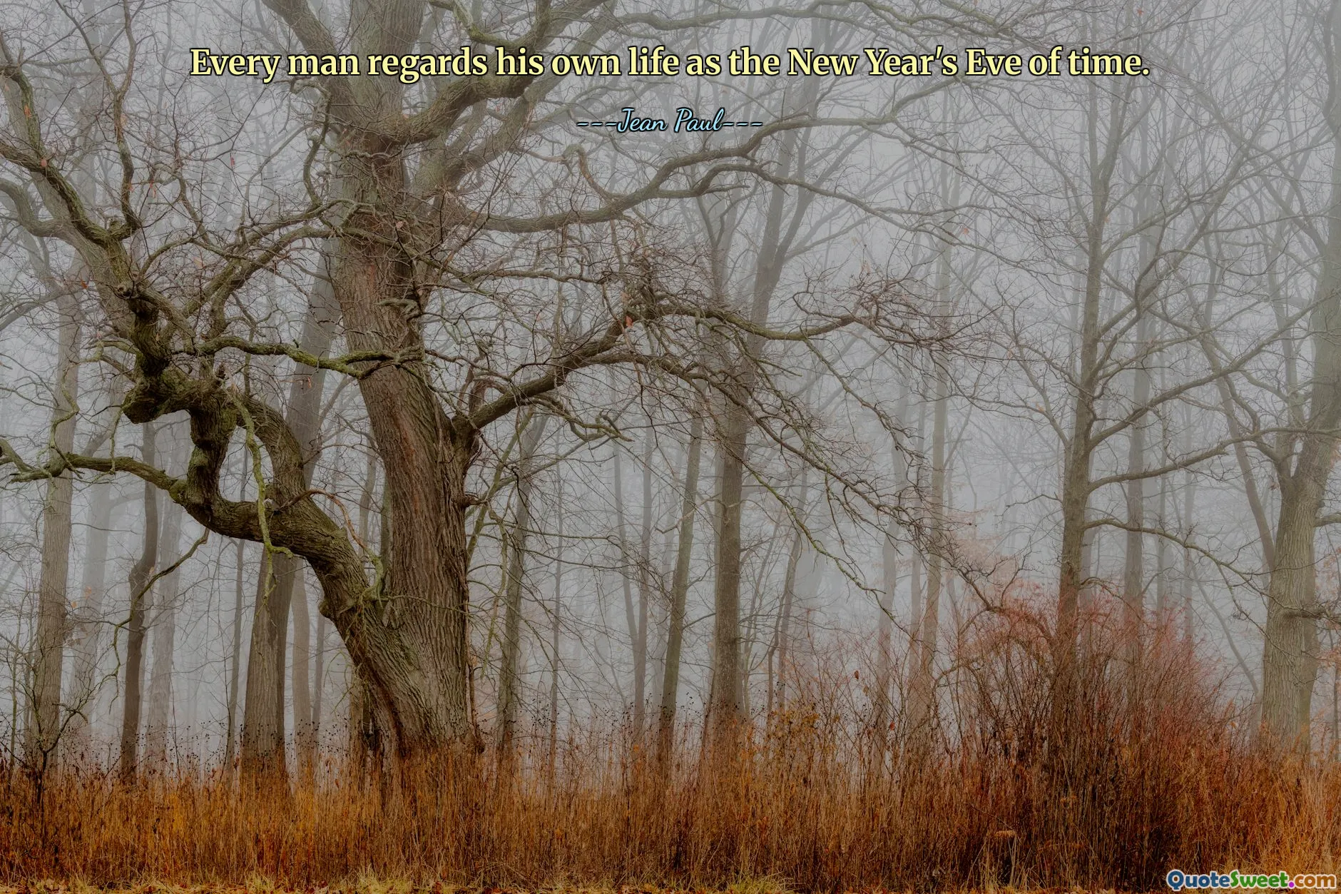 Every man regards his own life as the New Year's Eve of time.