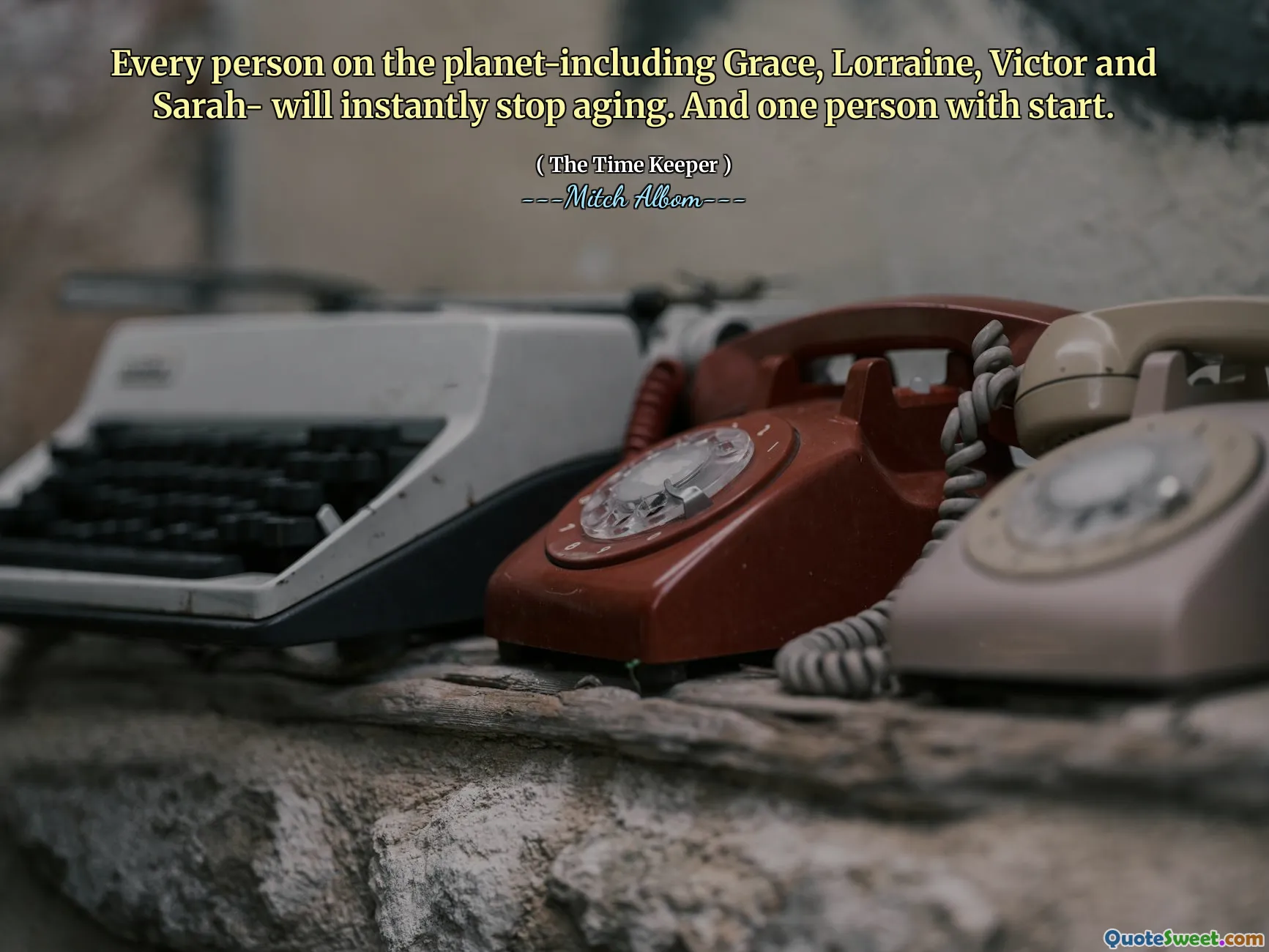 Setiap orang di Grace yang termasuk planet, Lorraine, Victor dan Sarah- akan langsung berhenti menua. Dan satu orang dengan awal.