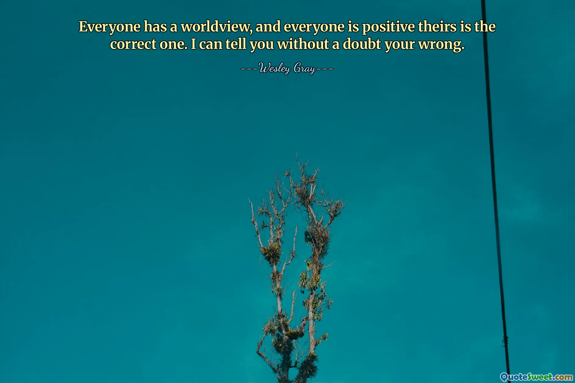 Everyone has a worldview, and everyone is positive theirs is the correct one. I can tell you without a doubt your wrong.
