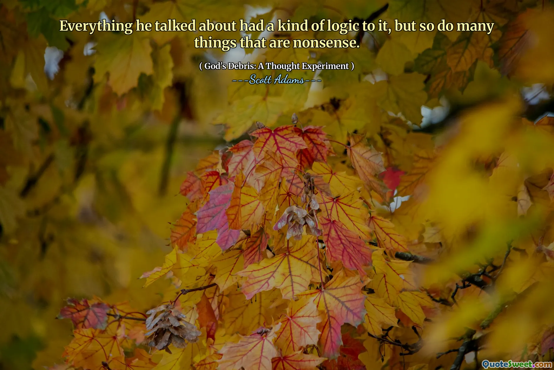 Everything he talked about had a kind of logic to it, but so do many things that are nonsense.