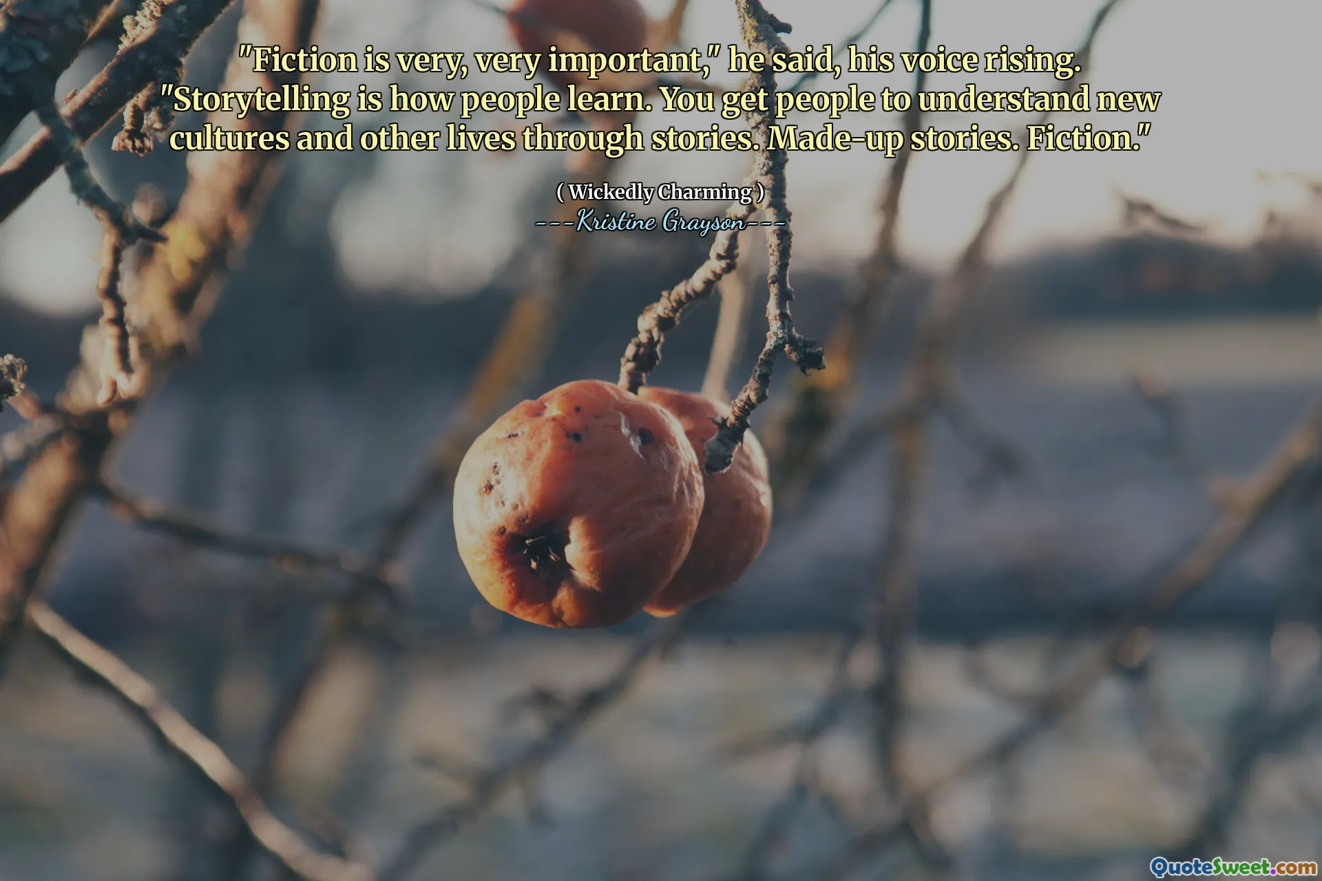 "Fiction is very, very important," he said, his voice rising. "Storytelling is how people learn. You get people to understand new cultures and other lives through stories. Made-up stories. Fiction."