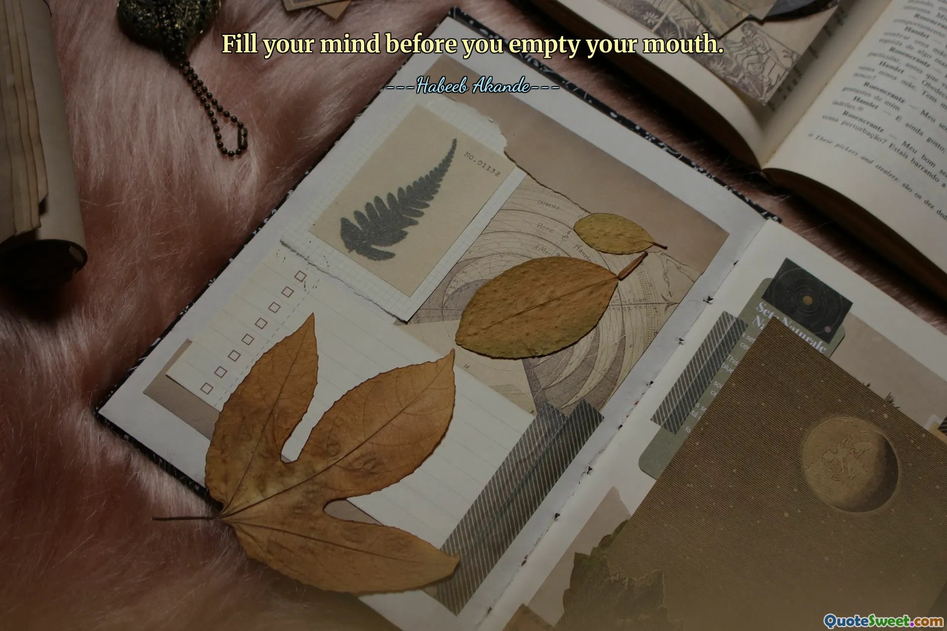 Fill your mind before you empty your mouth.