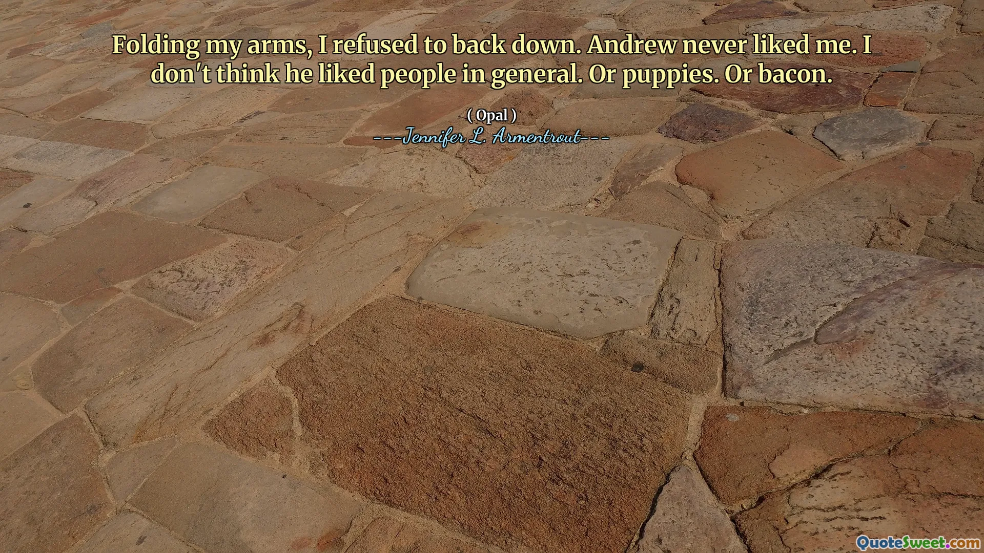 Folding my arms, I refused to back down. Andrew never liked me. I don't think he liked people in general. Or puppies. Or bacon.