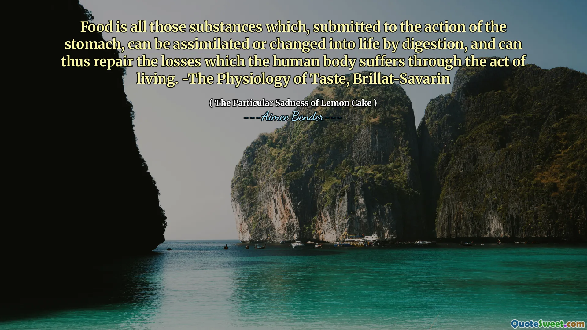 Food is all those substances which, submitted to the action of the stomach, can be assimilated or changed into life by digestion, and can thus repair the losses which the human body suffers through the act of living. -The Physiology of Taste, Brillat-Savarin