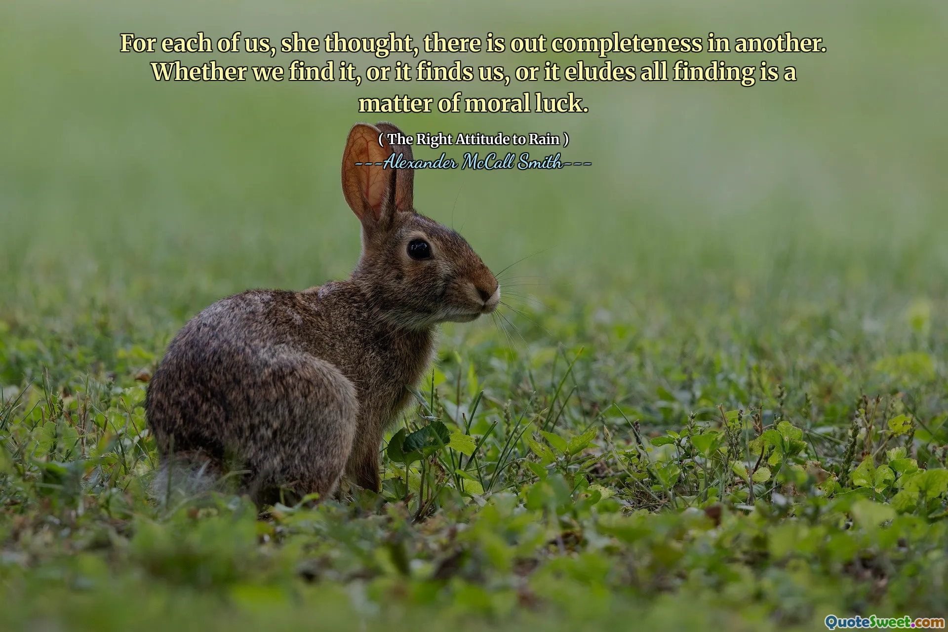 Voor ieder van ons, dacht ze, is er een volledigheid in een ander. Of we het vinden, of het vindt ons, of het ontgaat dat alle bevinden een kwestie van moreel geluk is.