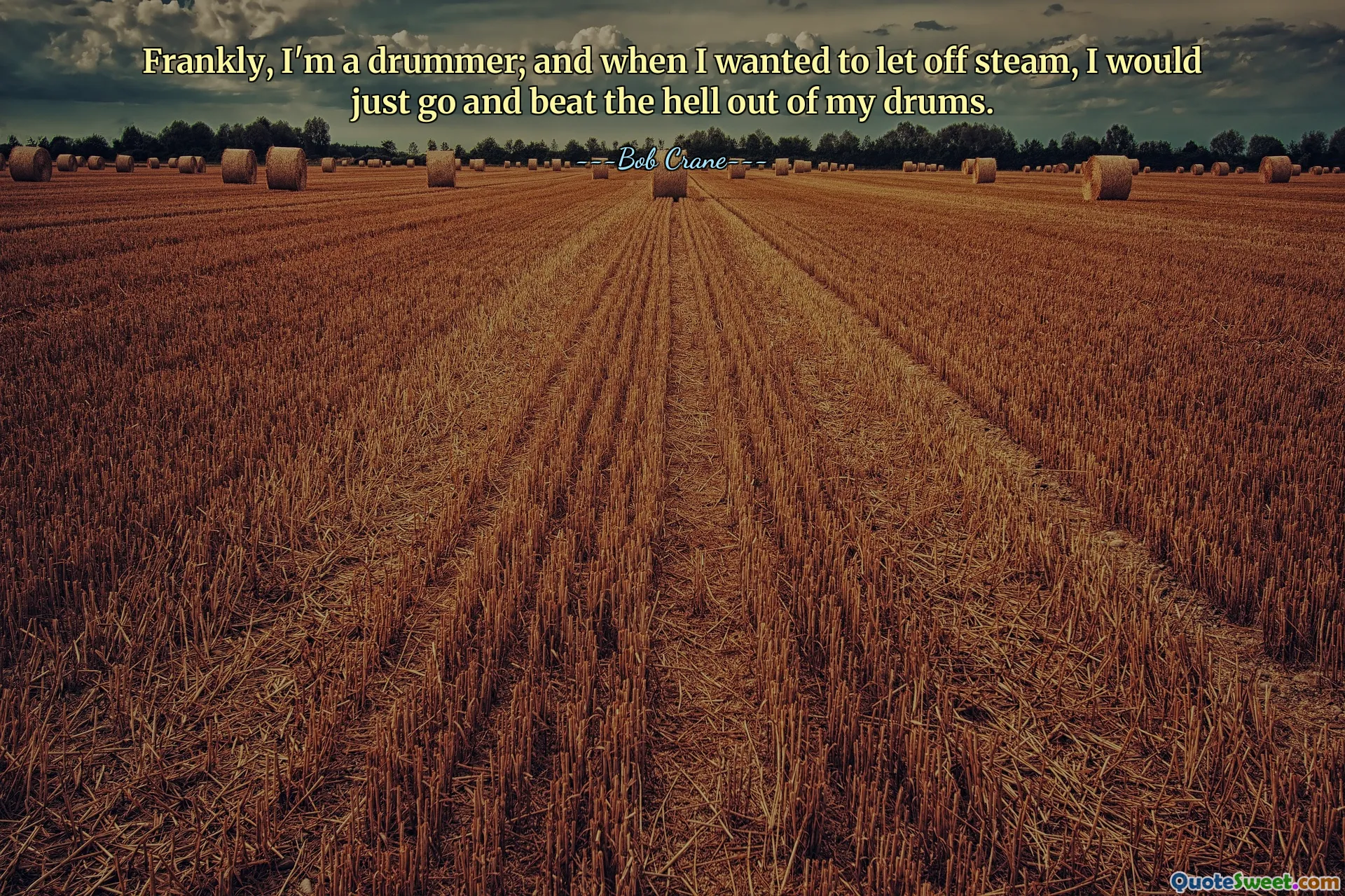 Helt ærlig, jeg er en trommeslager; og når jeg ville slippe dampen, gikk jeg bare og slo til helvete på trommene mine.