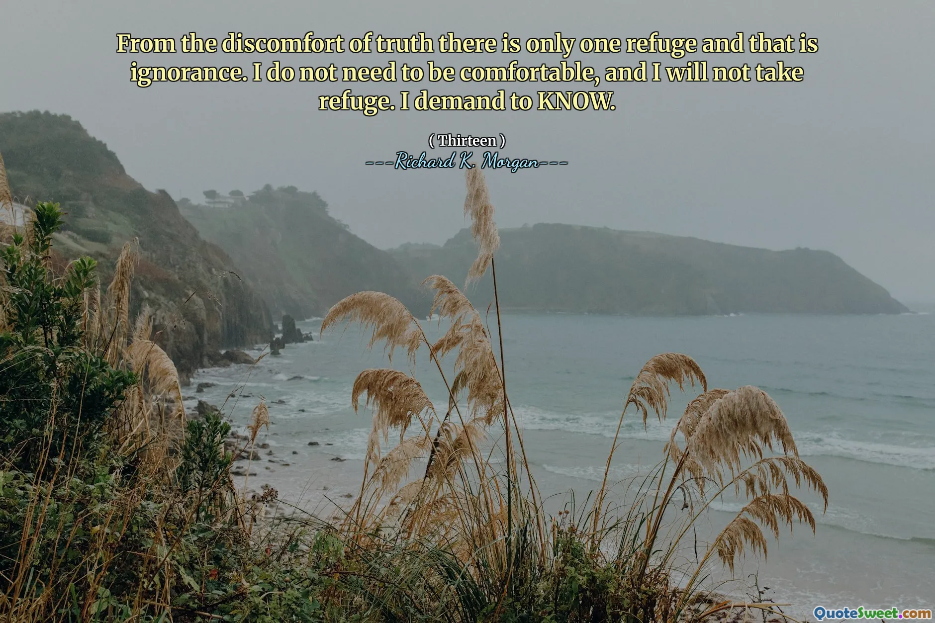 From the discomfort of truth there is only one refuge and that is ignorance. I do not need to be comfortable, and I will not take refuge. I demand to KNOW.
