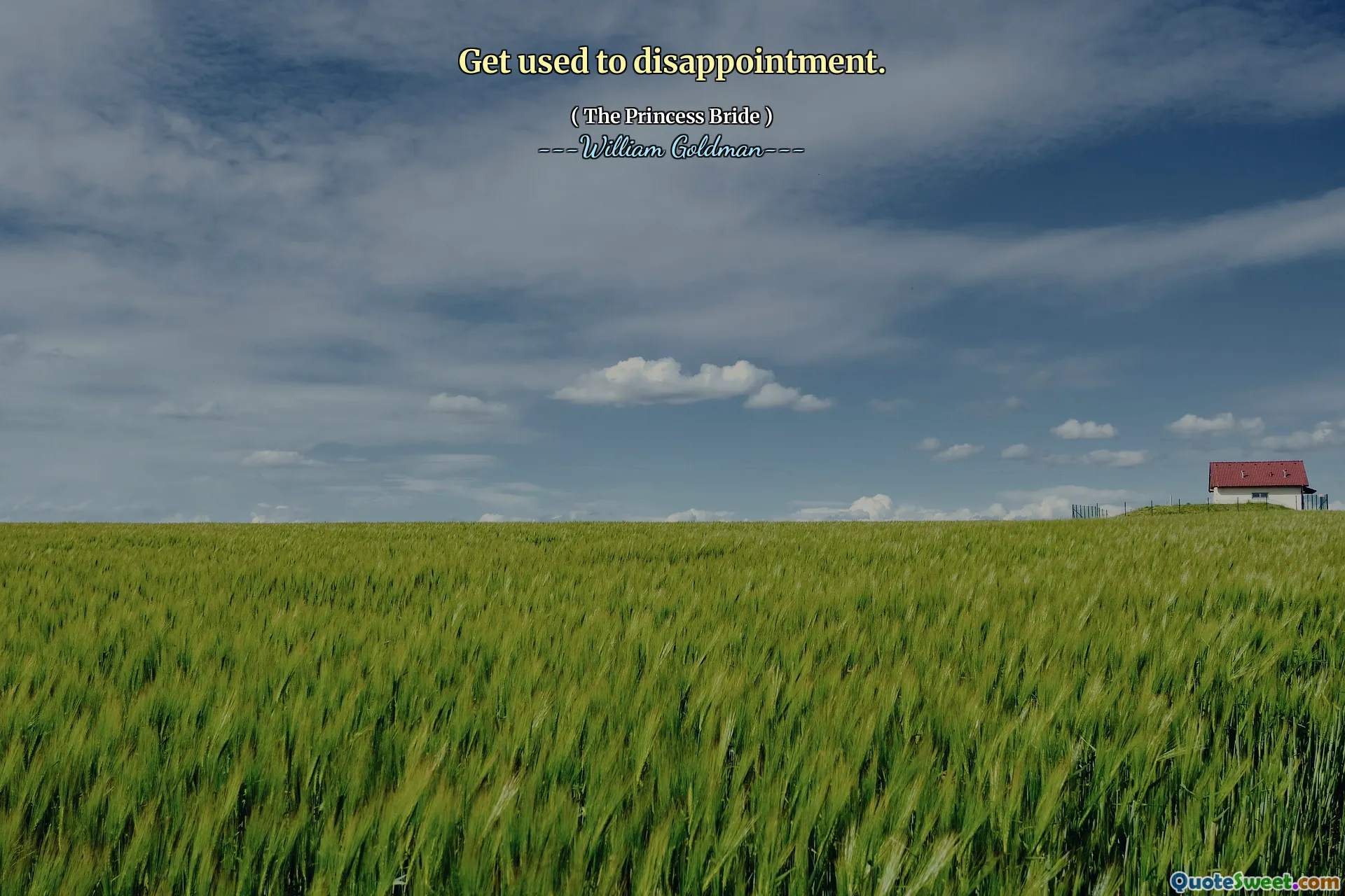 Get used to disappointment.