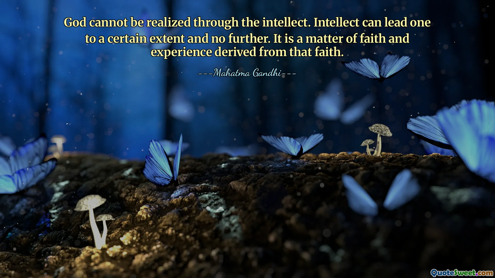 Dieu ne peut pas être réalisé par l'intellect. L’intellect peut conduire jusqu’à un certain point et pas plus loin. C'est une question de foi et d'expérience dérivée de cette foi.