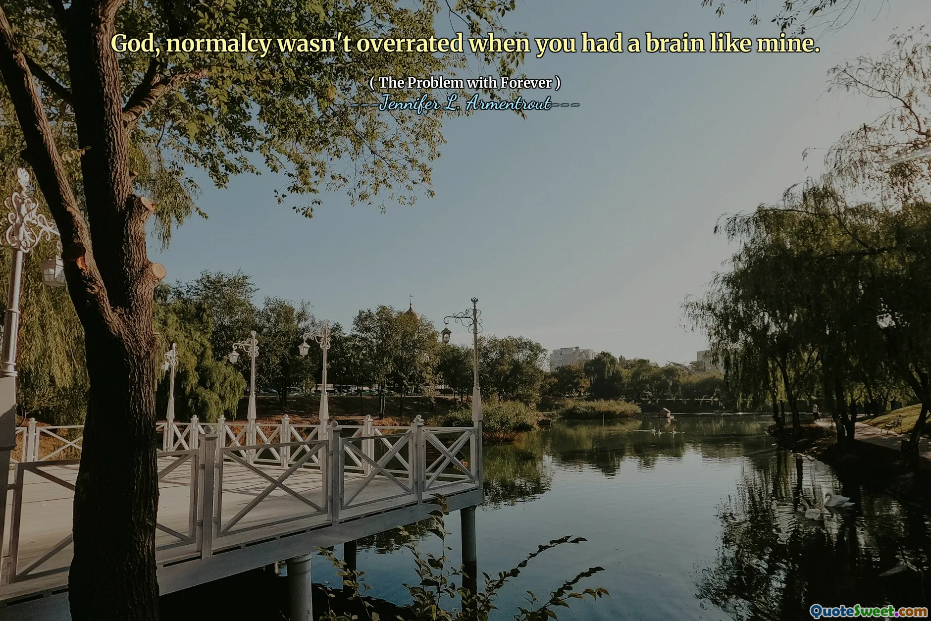 God, normalcy wasn't overrated when you had a brain like mine.