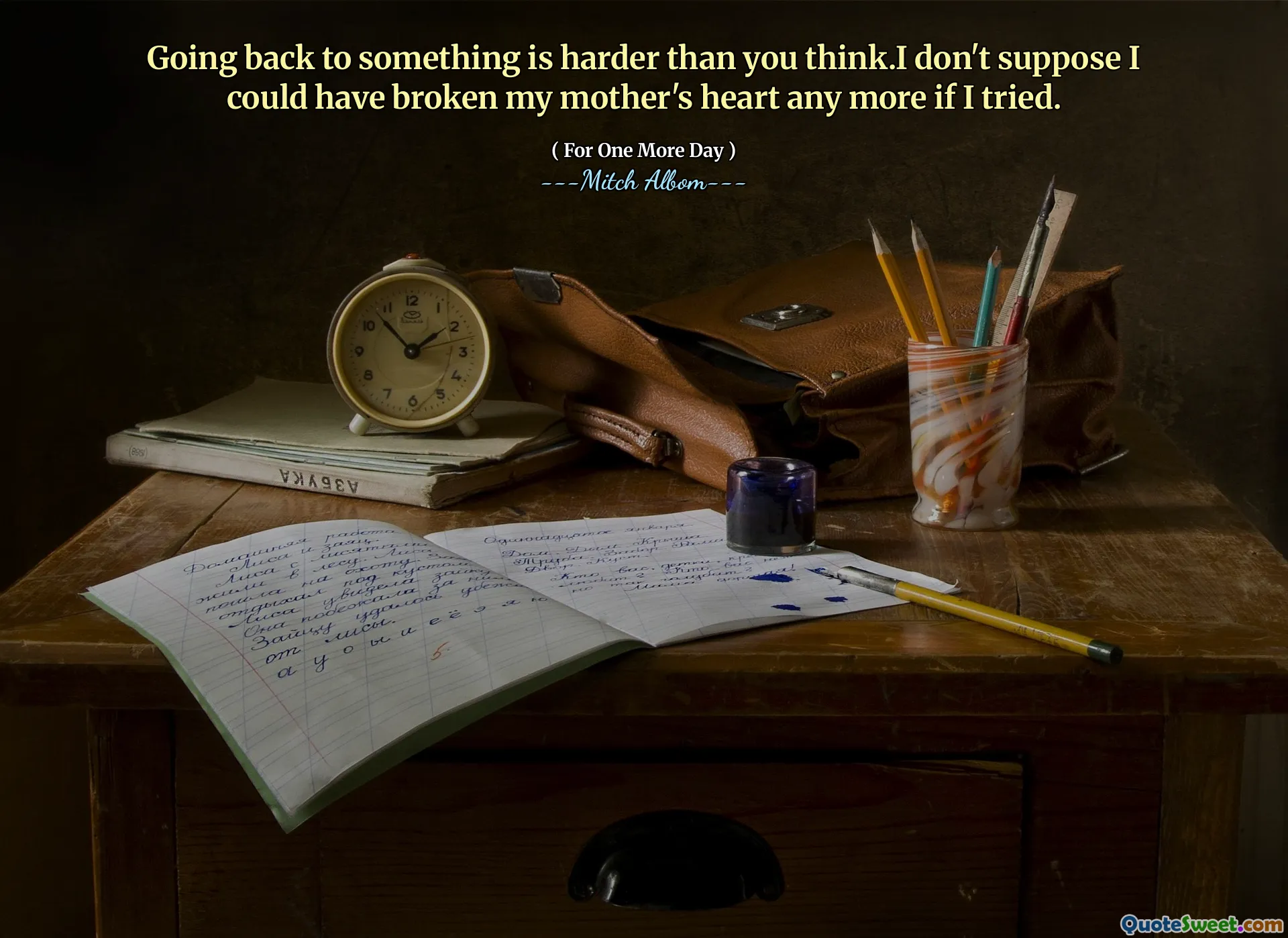 무언가로 돌아가는 것은 당신이 생각하는 것보다 더 어렵습니다. 나는 내가 시도했다면 더 이상 어머니의 마음을 아프게 할 수 있다고 생각하지 않습니다.