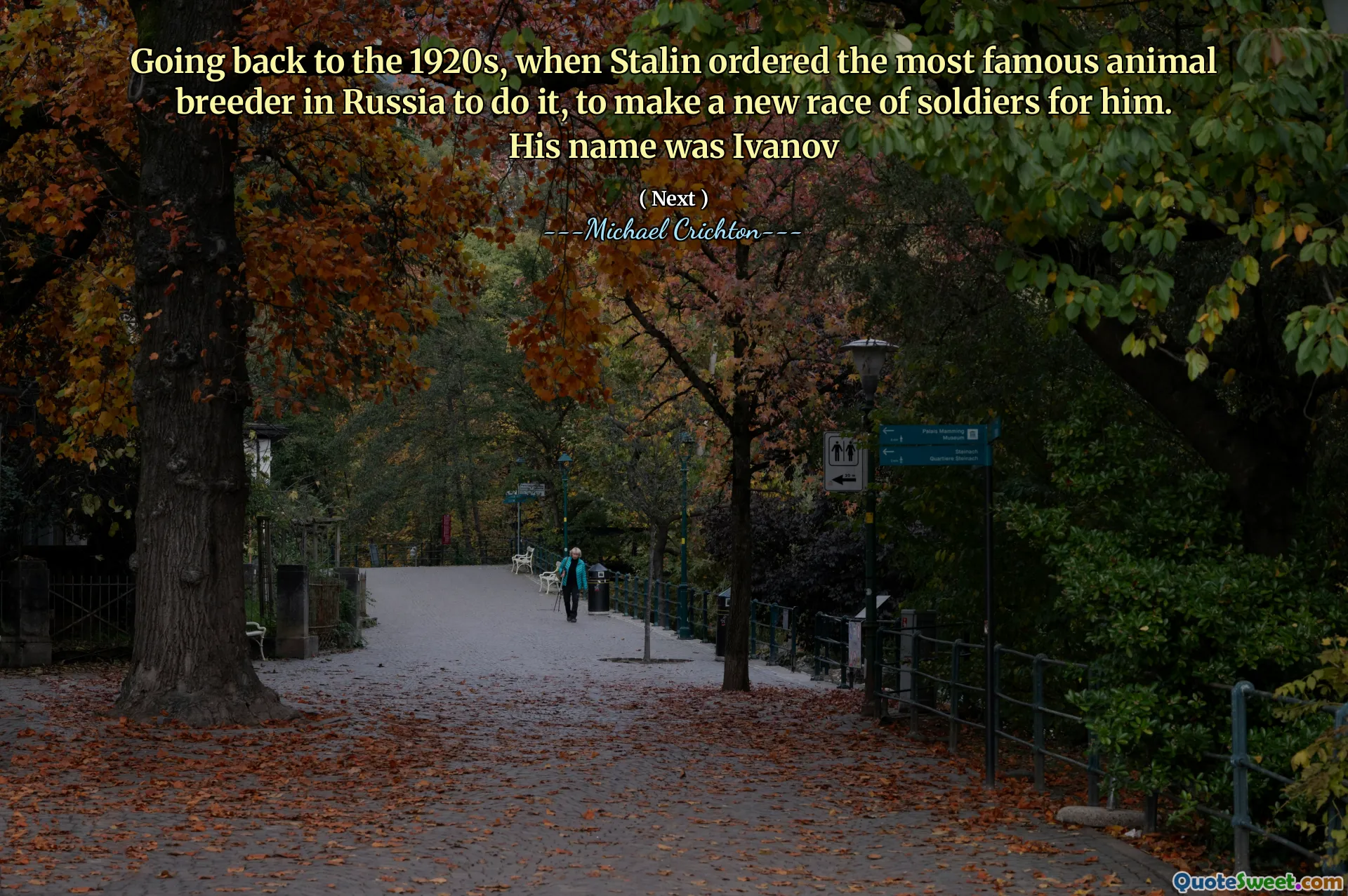 Tornando agli anni '20, quando Stalin ordinò all'allevatore di animali più famoso in Russia di farlo, per fare una nuova razza di soldati per lui. Il suo nome era Ivanov