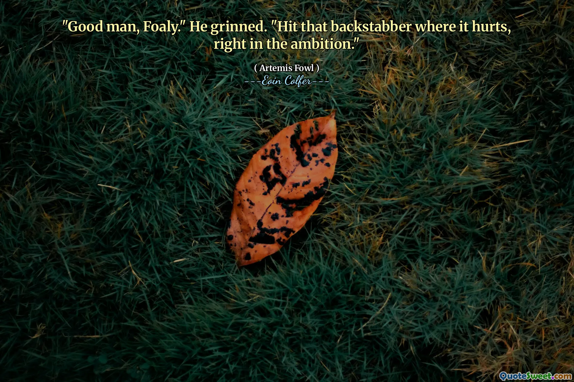 "Good man, Foaly." He grinned. "Hit that backstabber where it hurts, right in the ambition."