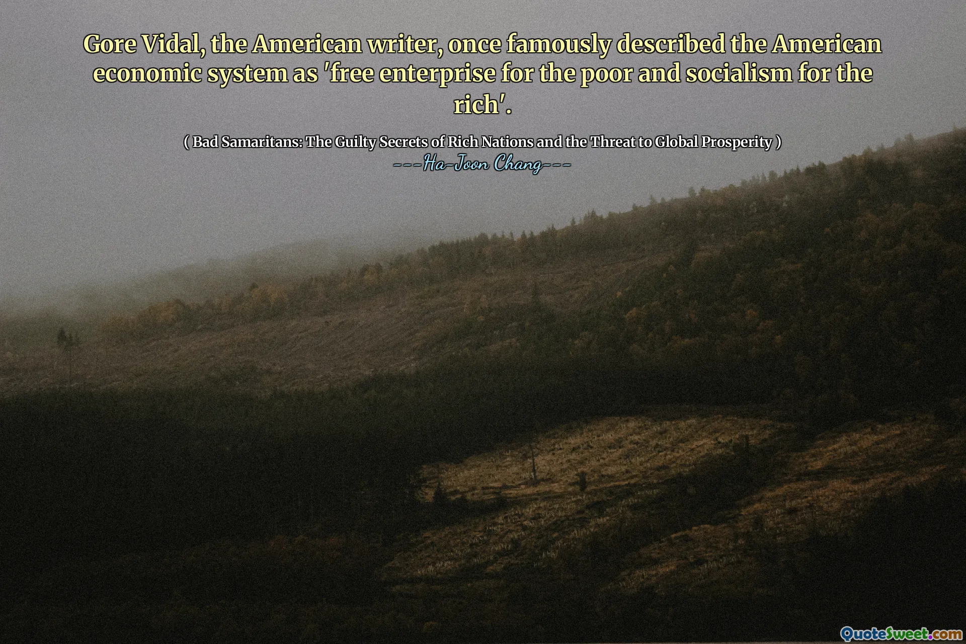 Gore Vidal, the American writer, once famously described the American economic system as 'free enterprise for the poor and socialism for the rich'.