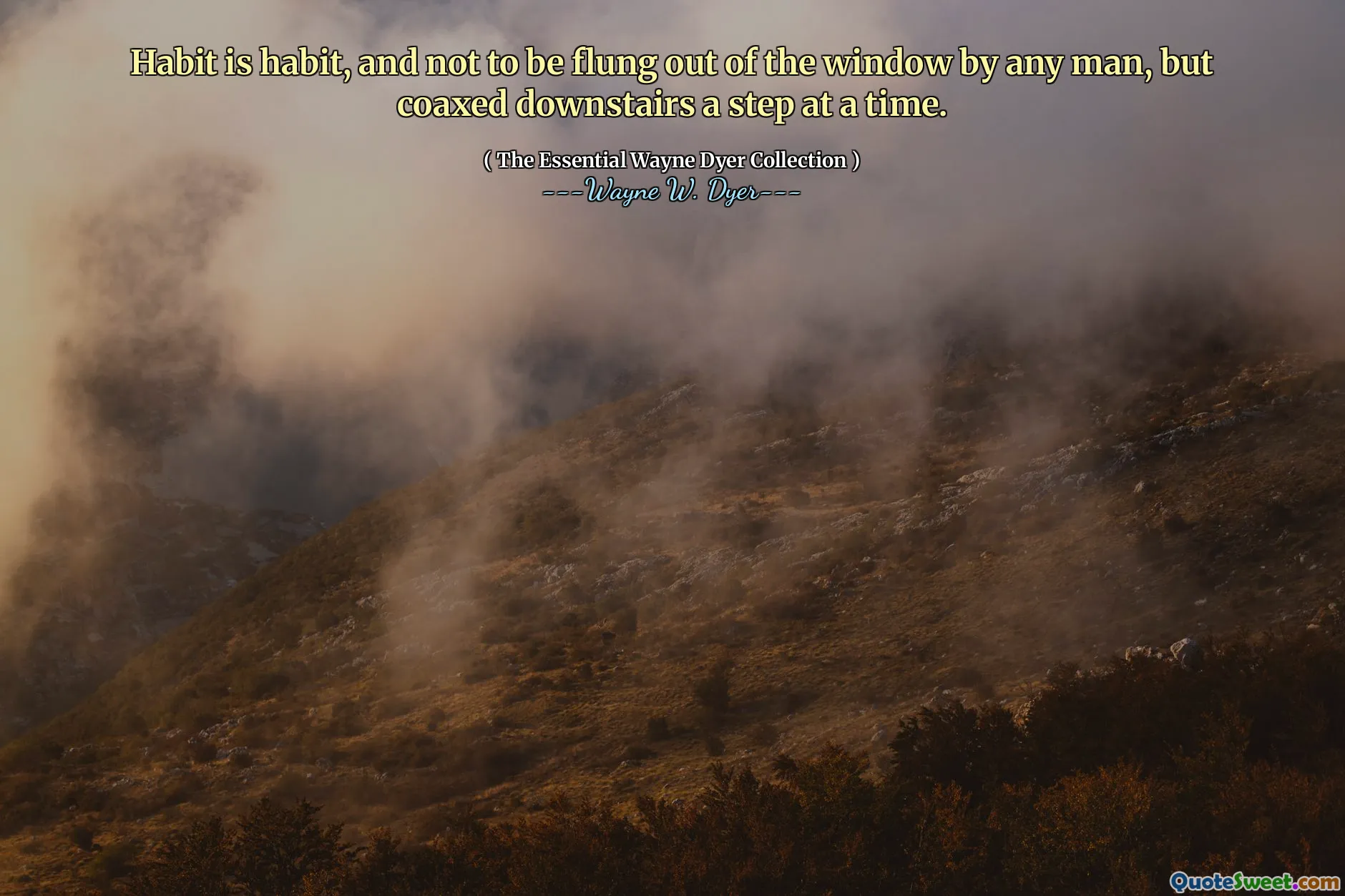 Habit is habit, and not to be flung out of the window by any man, but coaxed downstairs a step at a time.