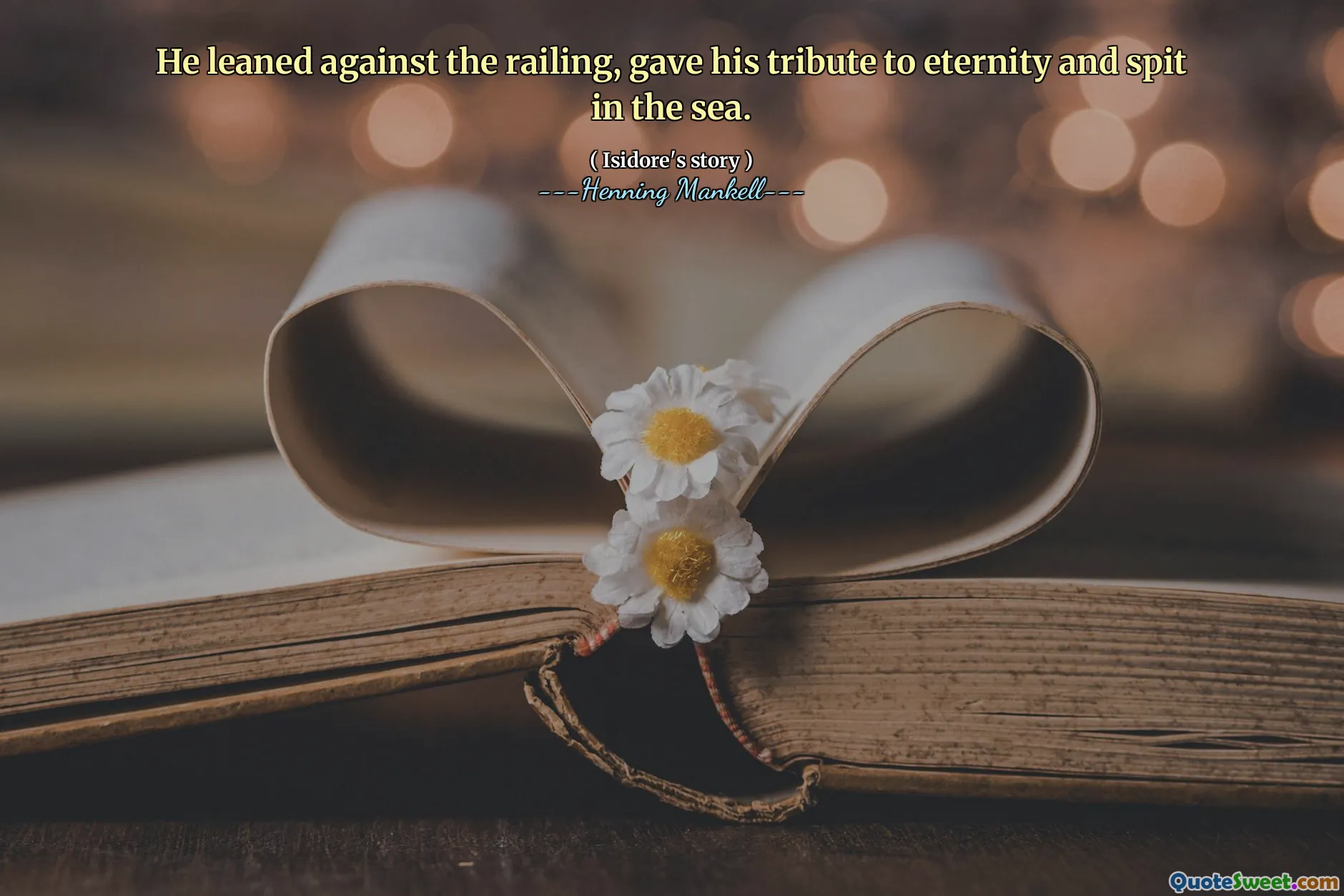 He leaned against the railing, gave his tribute to eternity and spit in the sea.