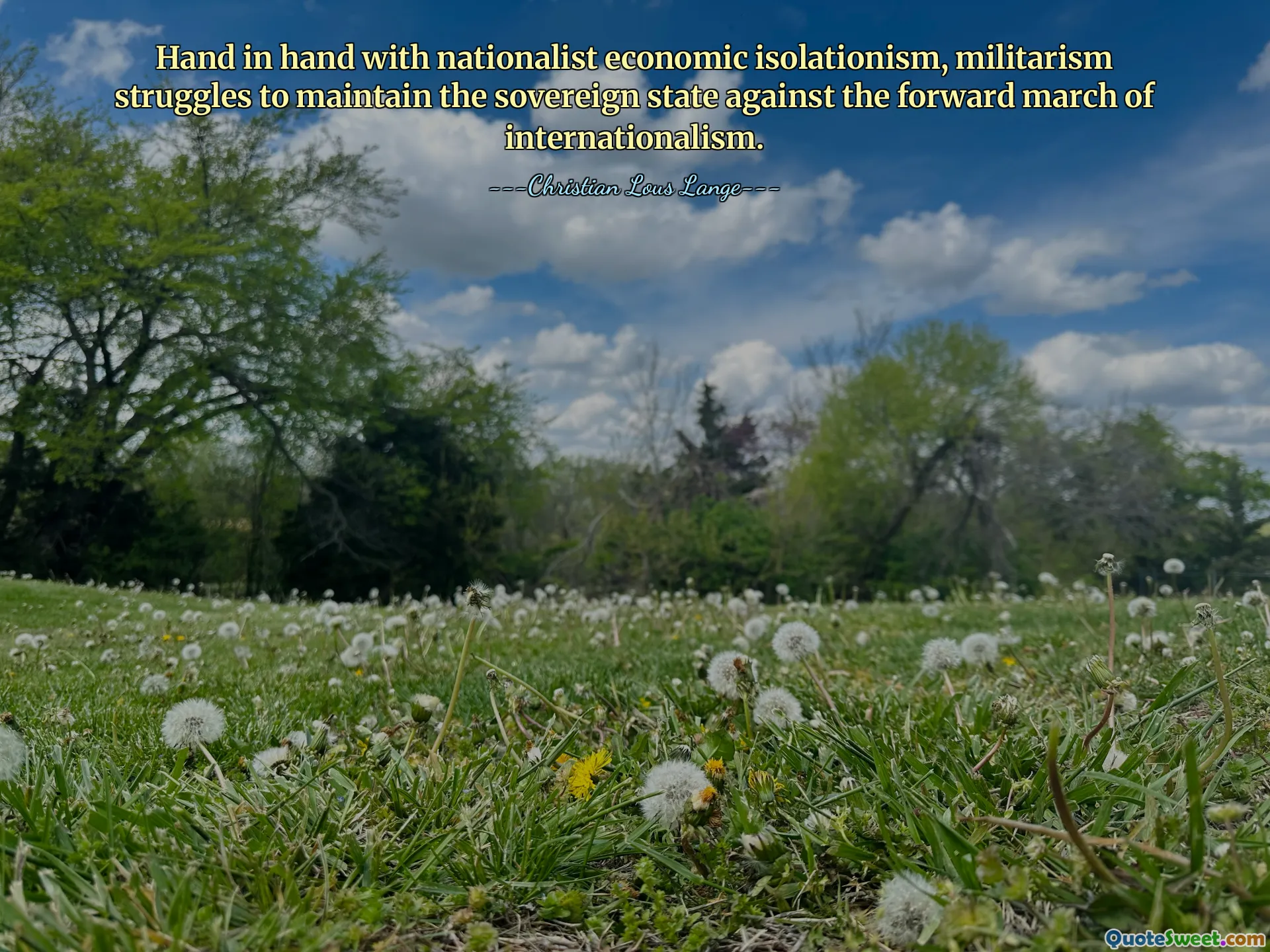 Hand in hand with nationalist economic isolationism, militarism struggles to maintain the sovereign state against the forward march of internationalism.