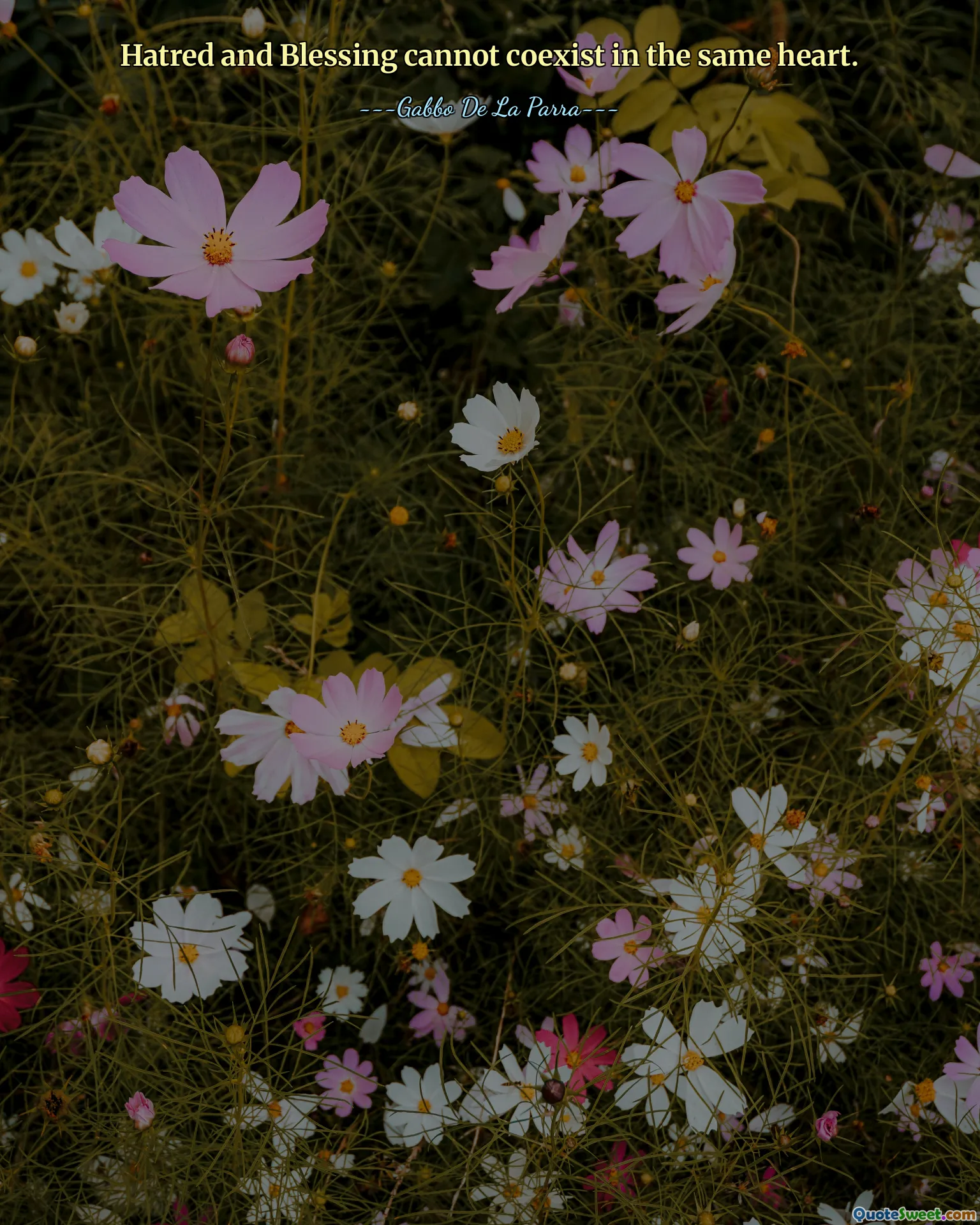 Hatred and Blessing cannot coexist in the same heart.