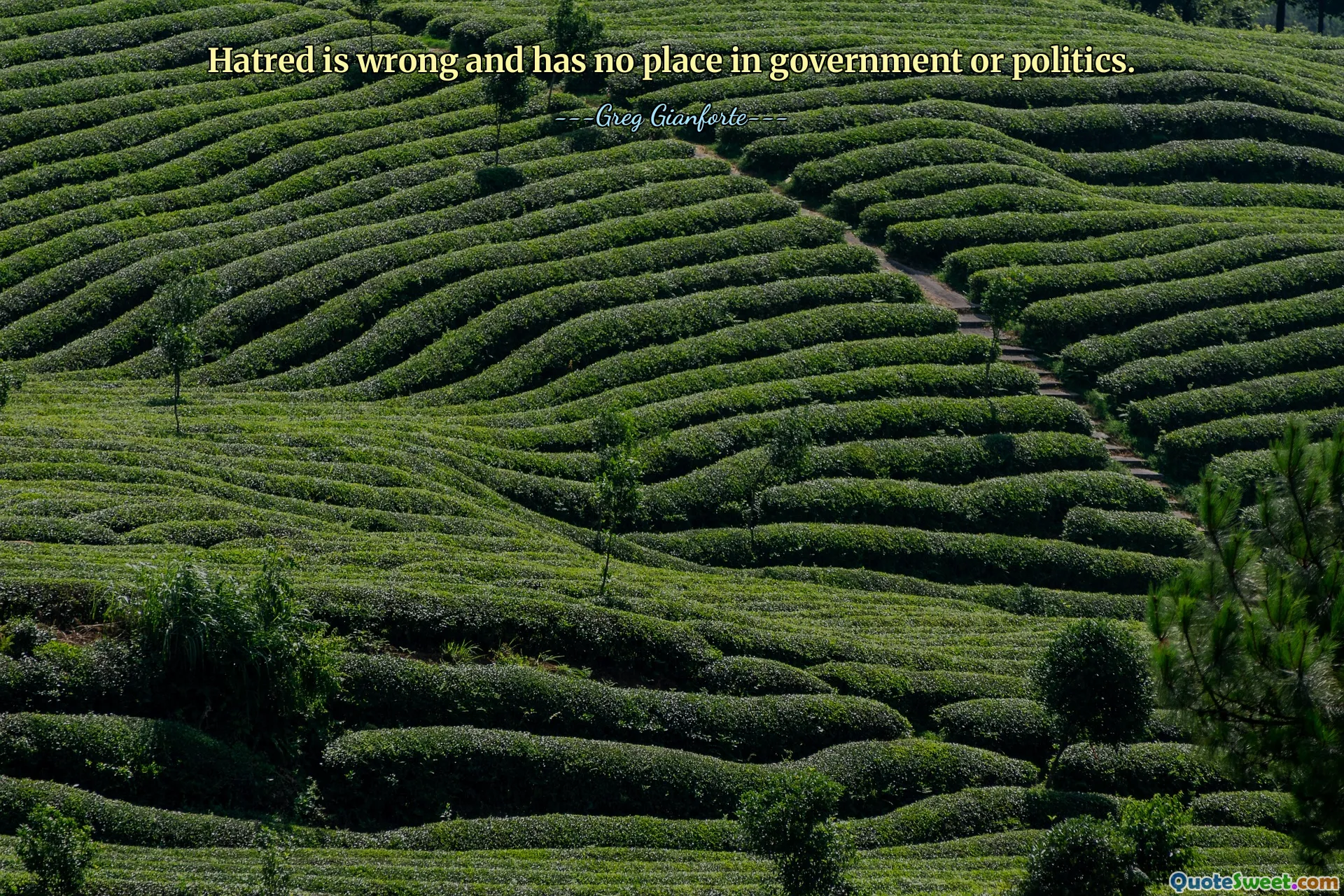 Hatred is wrong and has no place in government or politics.