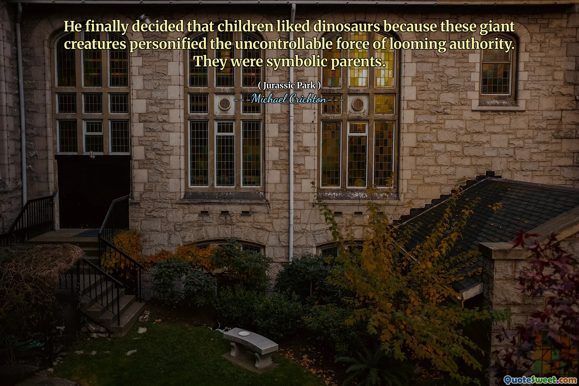 그는 마침내 아이들이 공룡을 좋아한다고 결정했습니다. 그들은 상징적 부모였습니다.