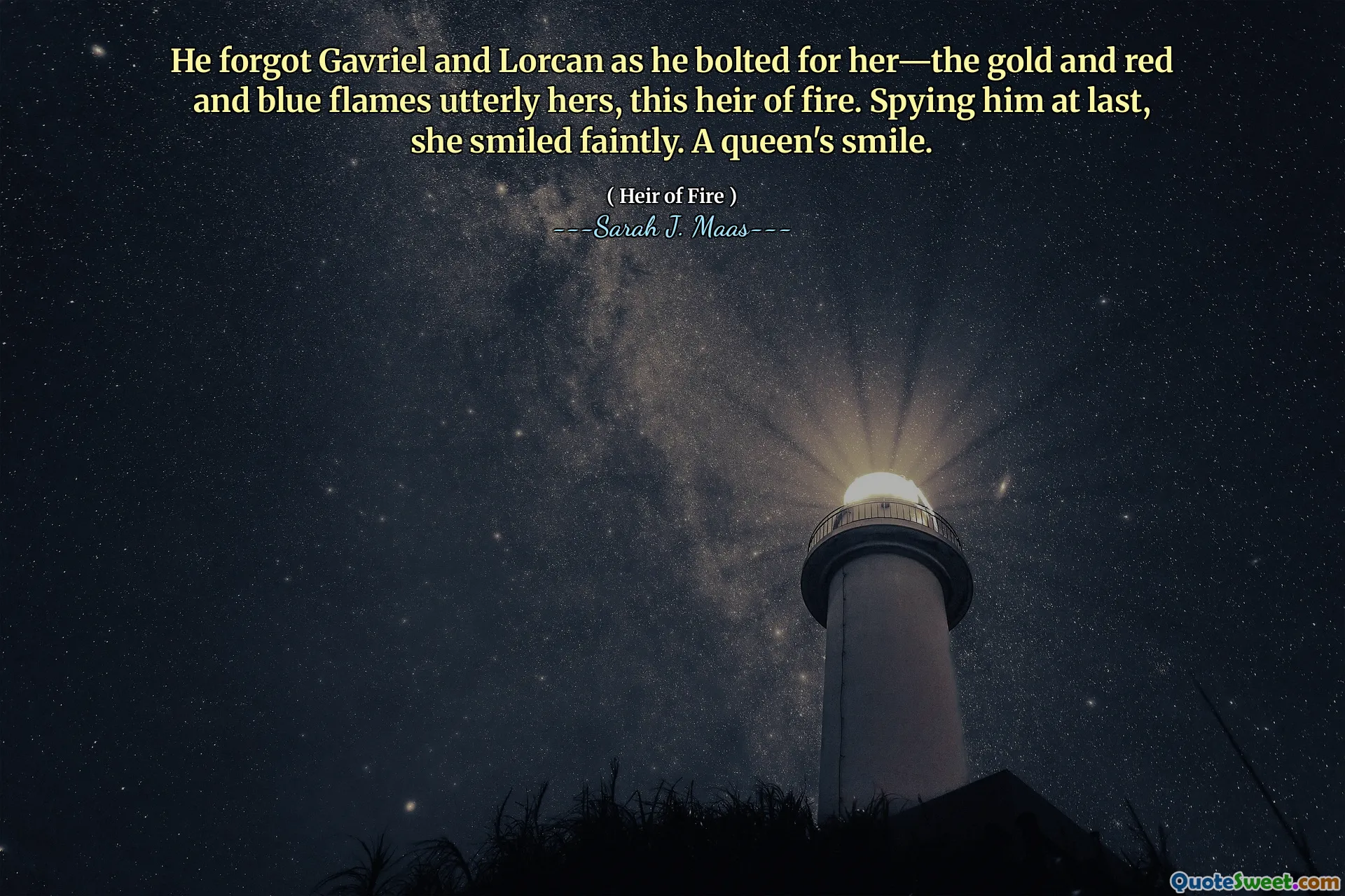 He forgot Gavriel and Lorcan as he bolted for her—the gold and red and blue flames utterly hers, this heir of fire. Spying him at last, she smiled faintly. A queen's smile.