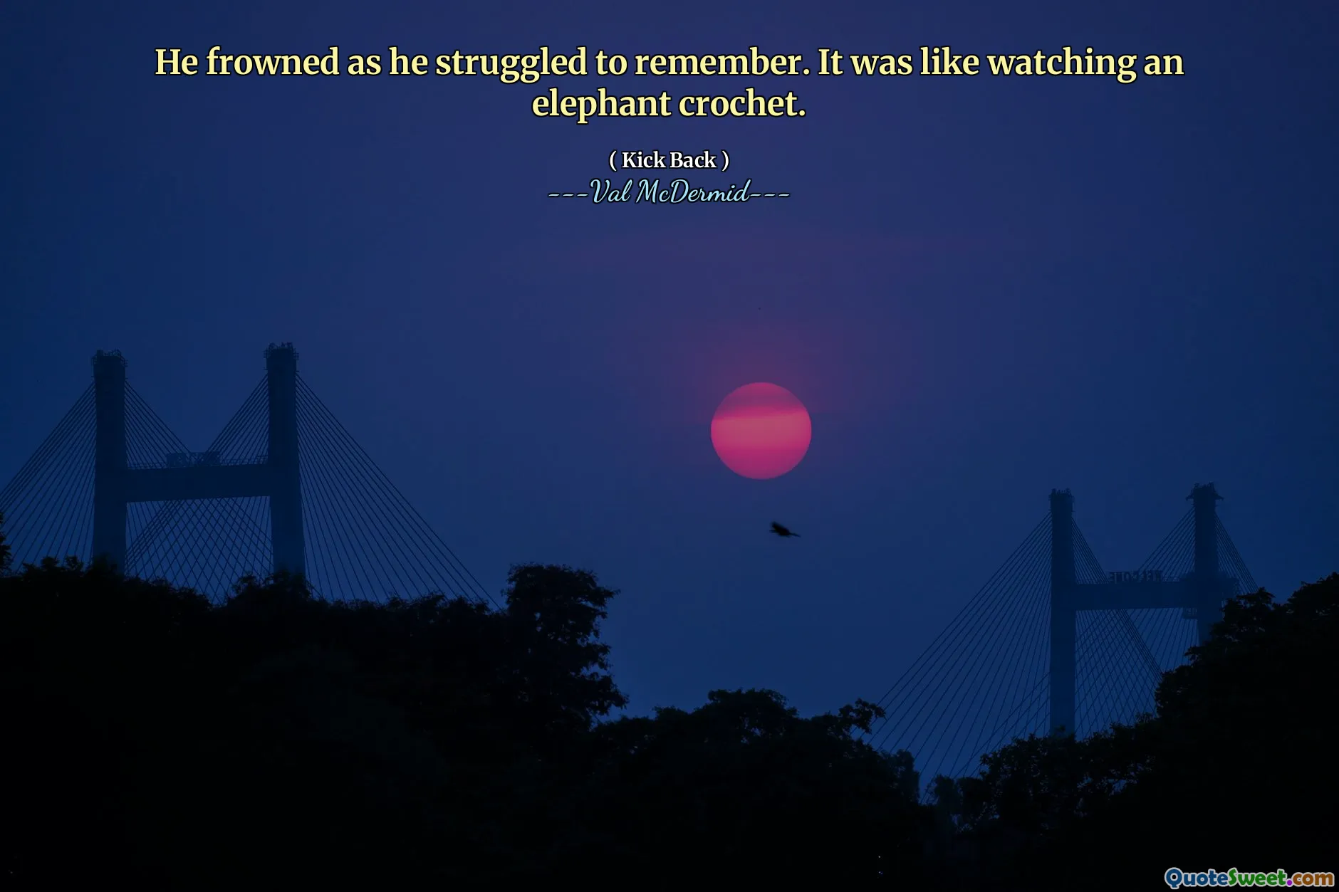 He frowned as he struggled to remember. It was like watching an elephant crochet.