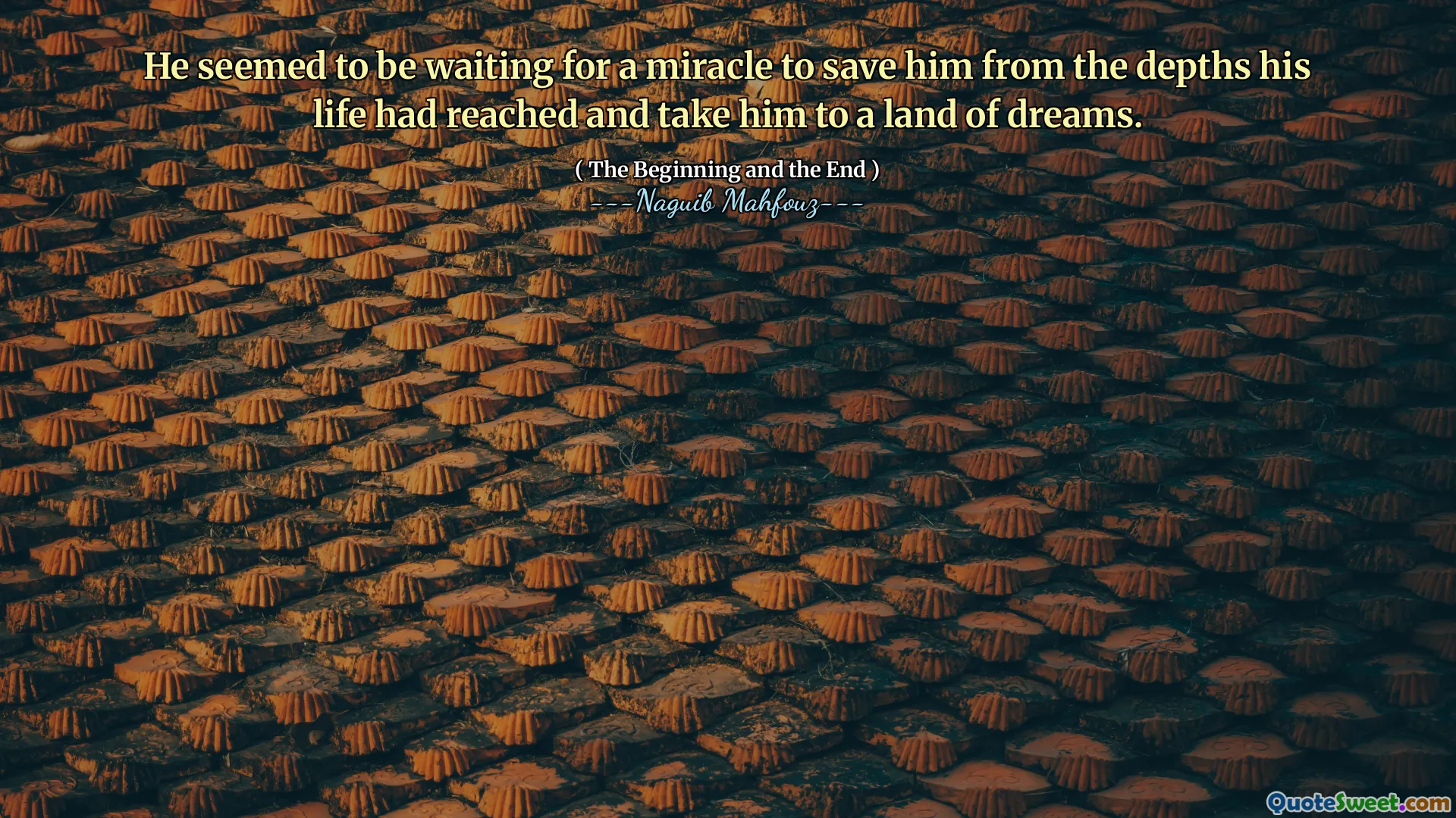 Казалось, он ждал чуда, чтобы спасти его от глубины, которые его жизнь достигла, и отвезти его в страну мечтаний.