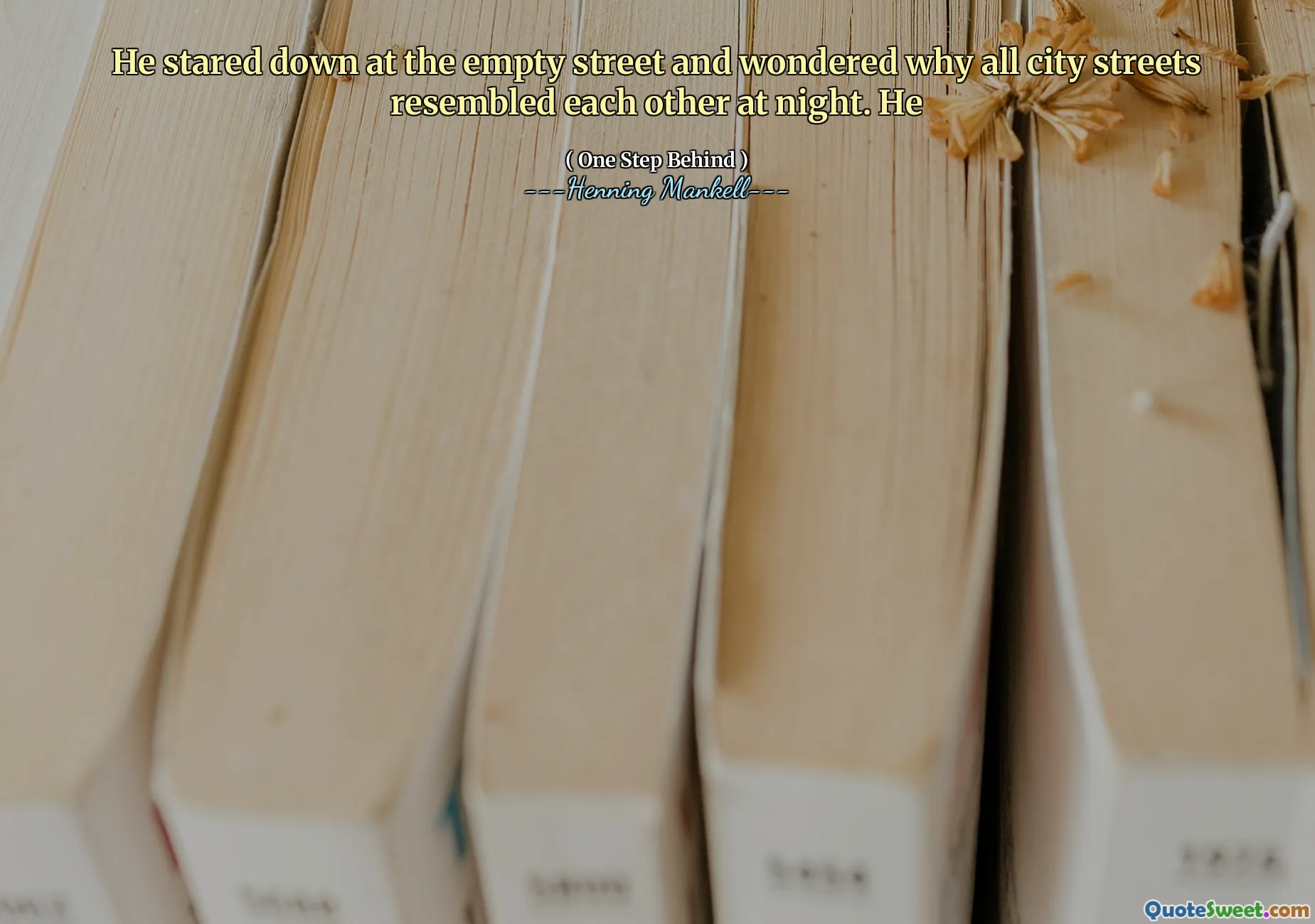 He stared down at the empty street and wondered why all city streets resembled each other at night. He