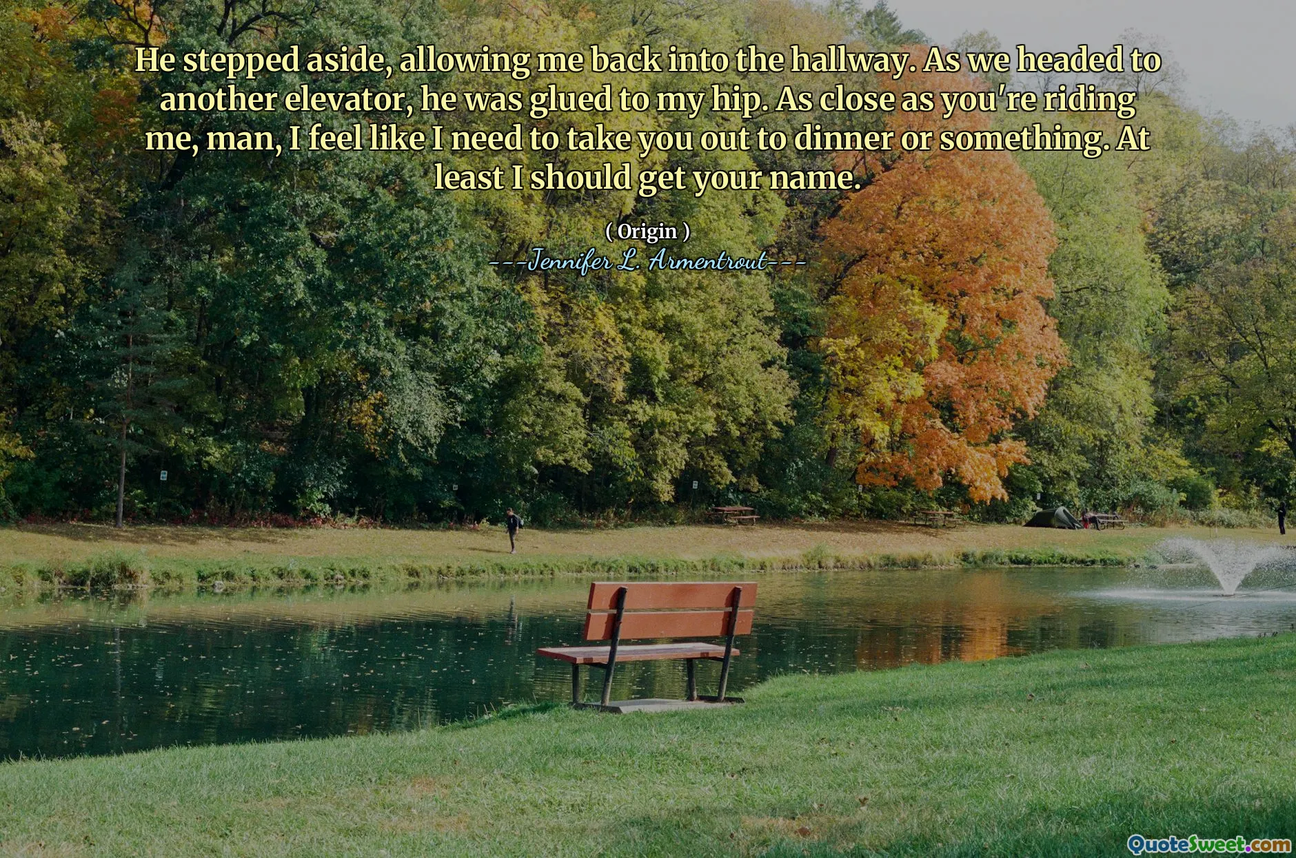 He stepped aside, allowing me back into the hallway. As we headed to another elevator, he was glued to my hip. As close as you're riding me, man, I feel like I need to take you out to dinner or something. At least I should get your name.