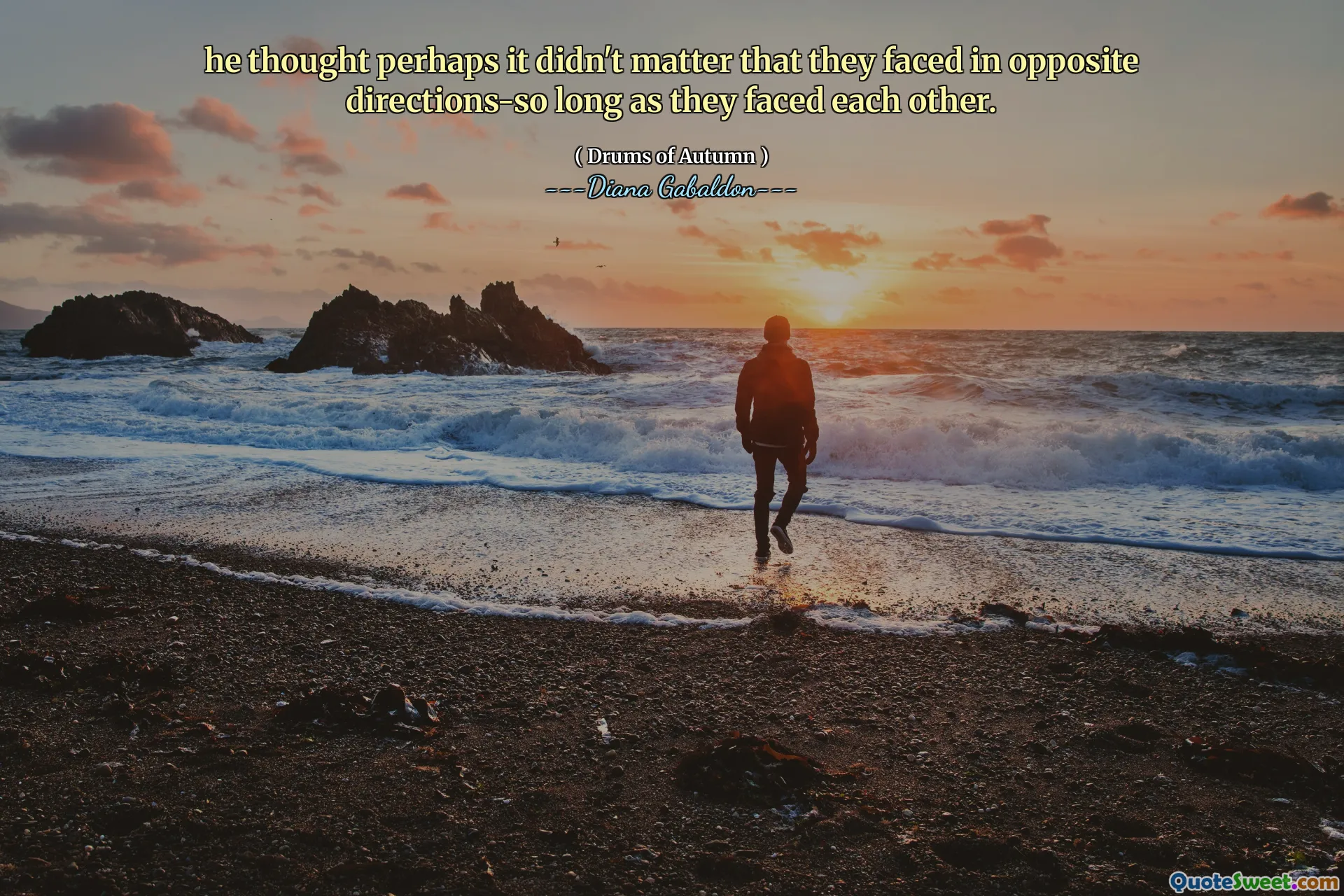 he thought perhaps it didn't matter that they faced in opposite directions-so long as they faced each other.