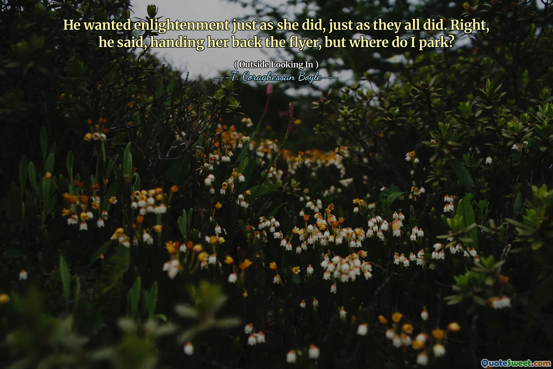 他像她一样想要启蒙，就像他们一样。是的，他说，把她的传单交给了她，但是我在哪里停车？